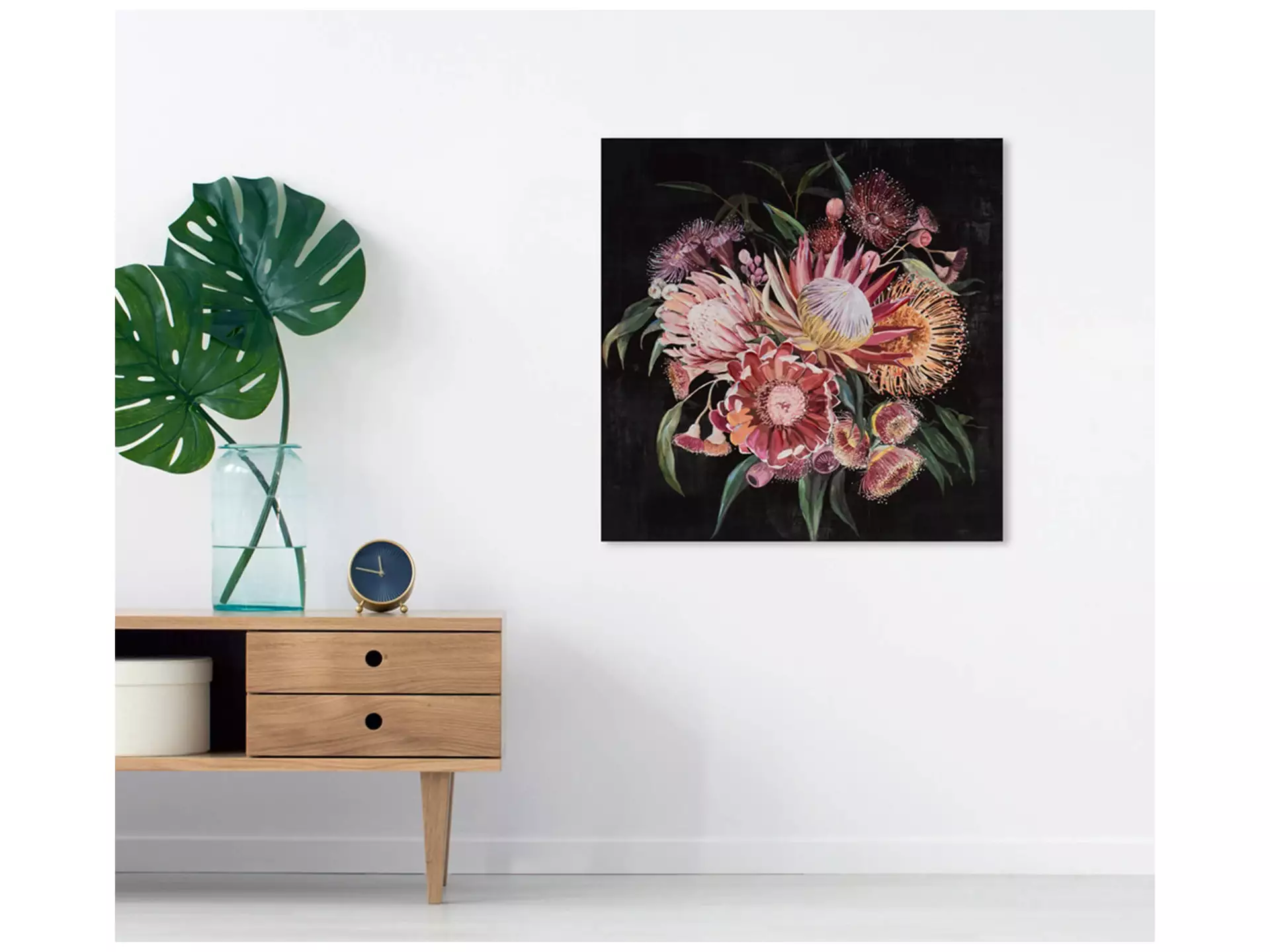 Bild Blumenstrauß auf dunklem Hintergrund image LAND / Grösse: 60 x 60 cm