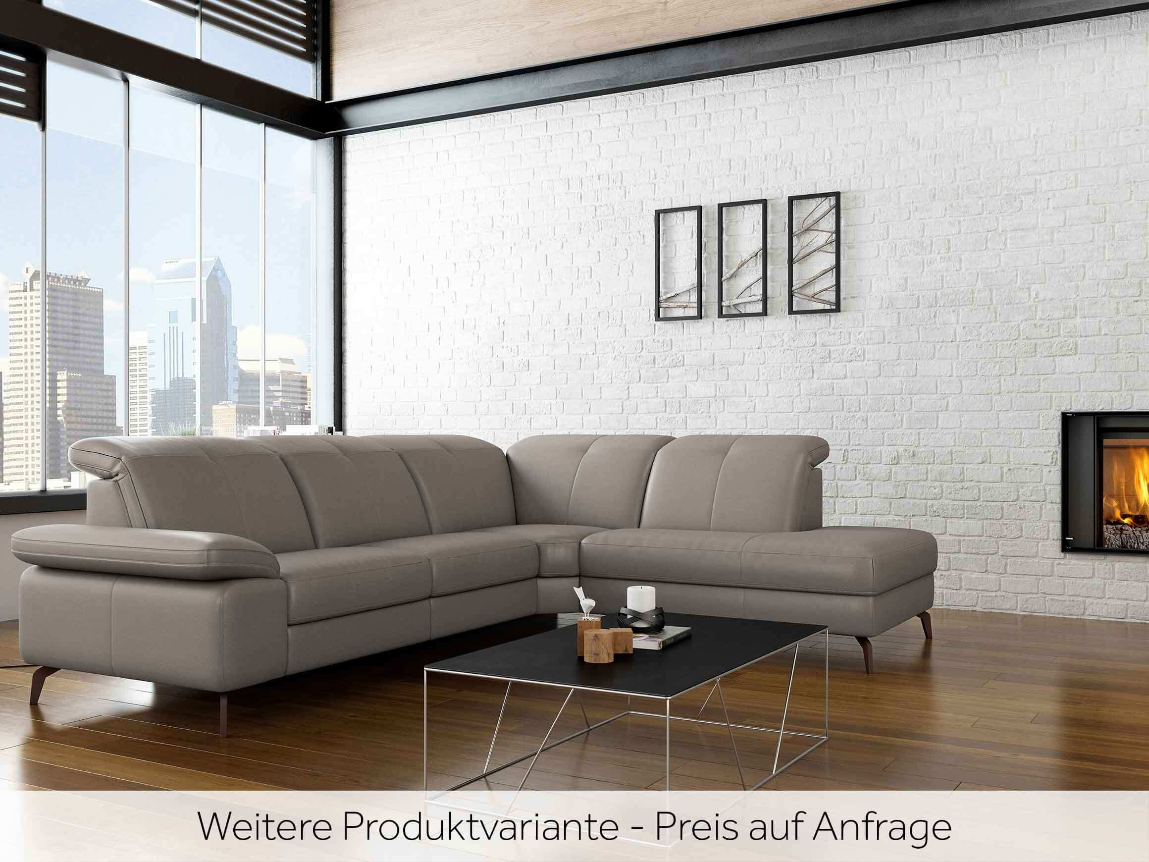 Ecksofa Dunja Rom / Farbe: Smoke / Bezugsmaterial: Leder