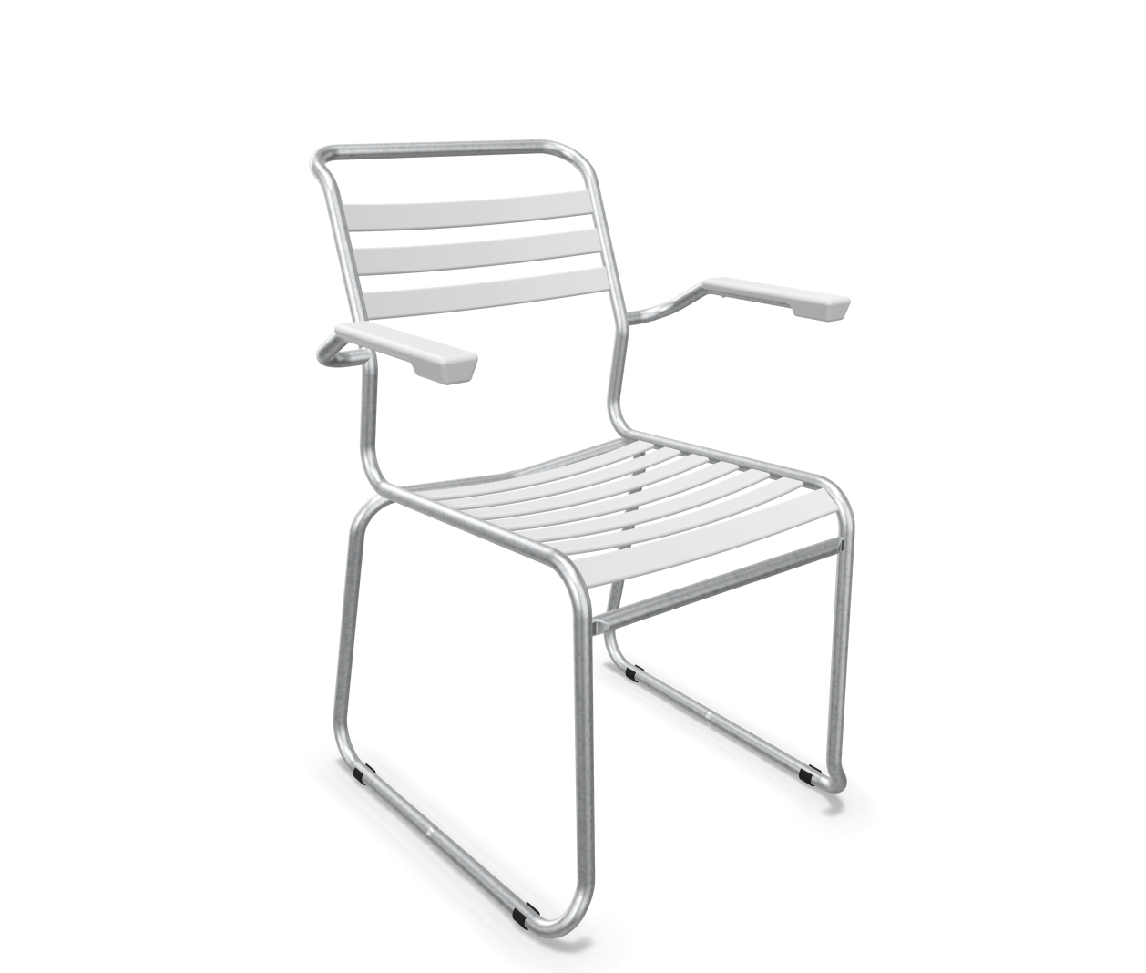 Kufen-Lättli-Stuhl Säntis mit Lehne Feuerverzinkt von Schaffner / Farbe: Weiss / Grösse: 61 x 61 cm