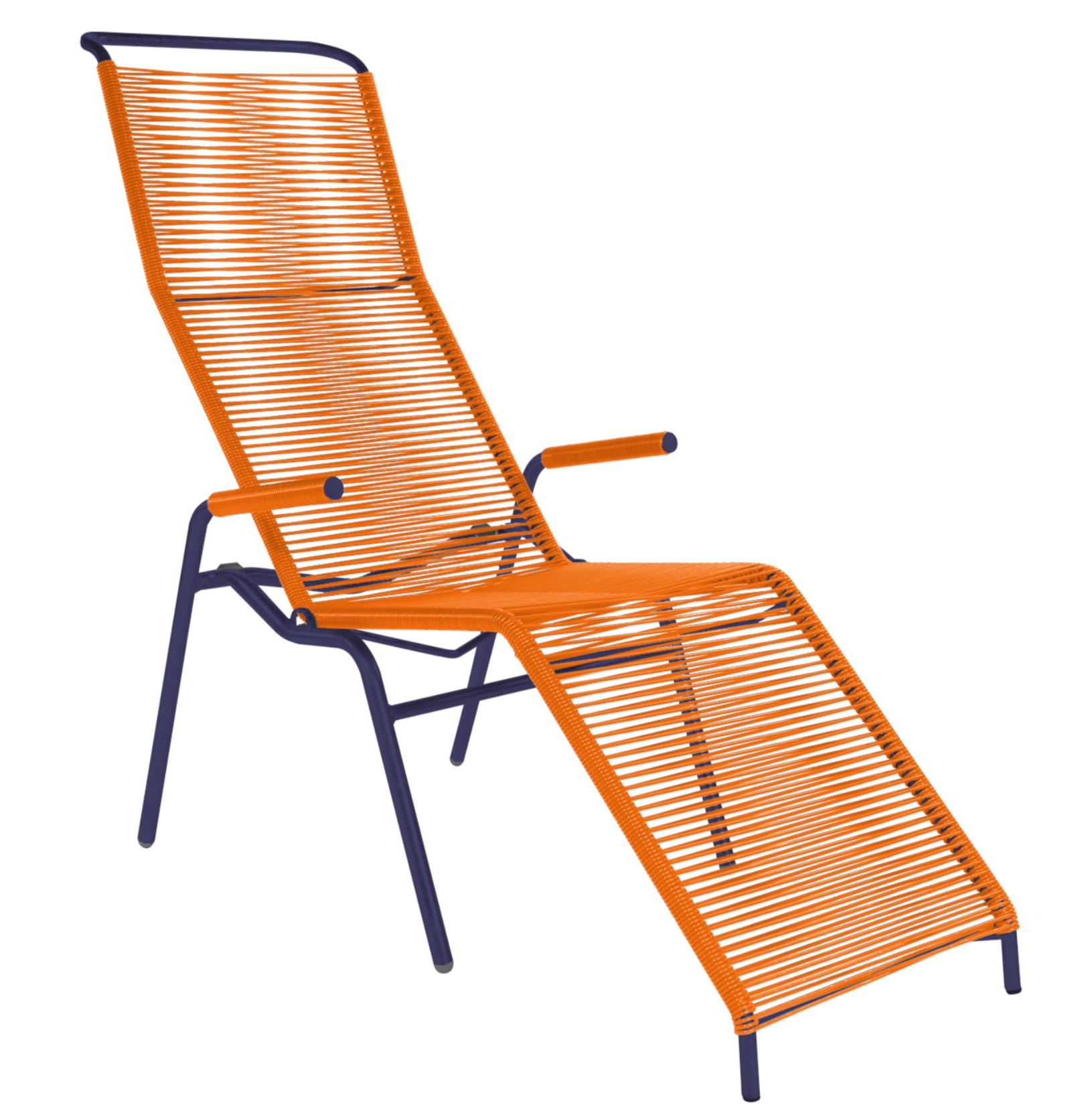 Chaise longue spaghetti Säntis de Schaffner / Couleur : orange / Dimensions : 64 x 184 cm