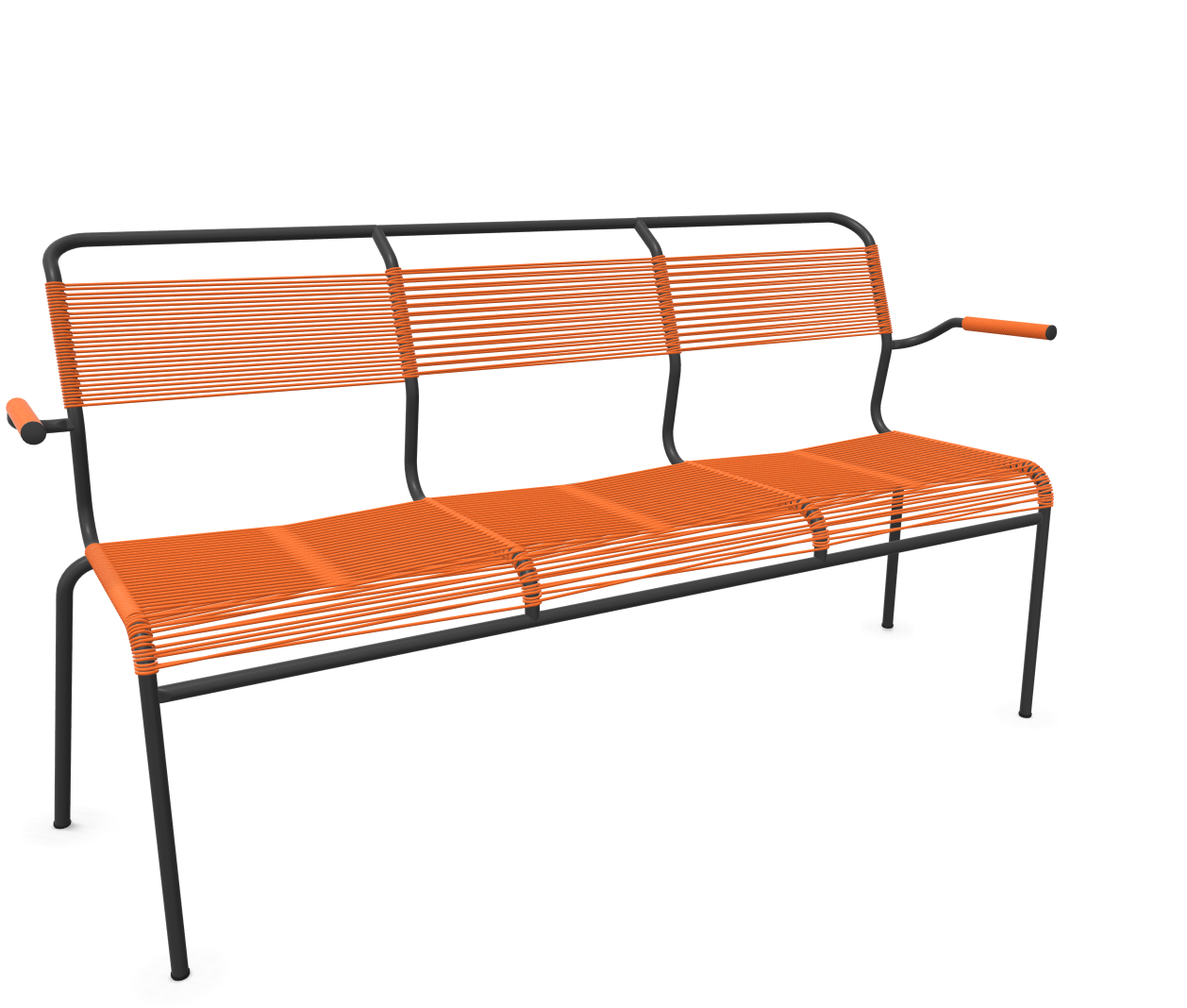 Schaffner Spaghetti-3er-Bank Säntis mit Lehne Orange | Schubiger Möbel