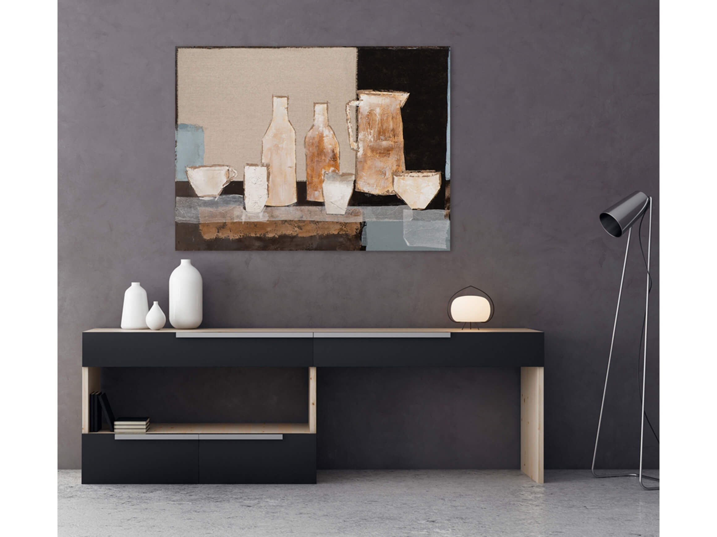 Bild Stillleben in Anthrazit image LAND / Grösse: 120 x 90 cm