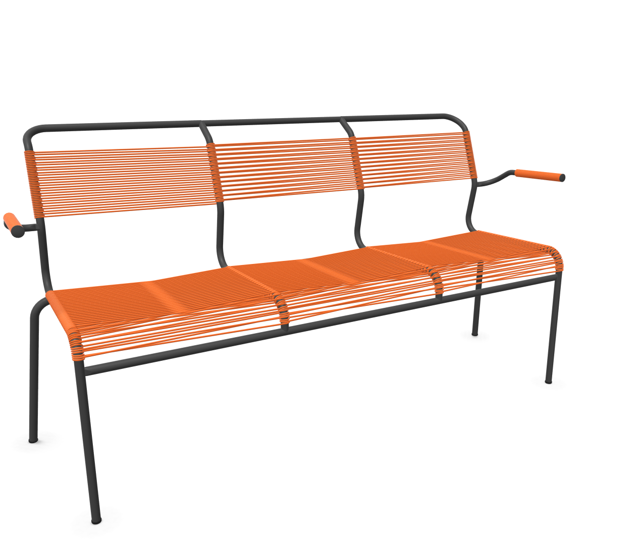 Schaffner Spaghetti-3er-Bank Säntis mit Lehne Orange | Schubiger Möbel