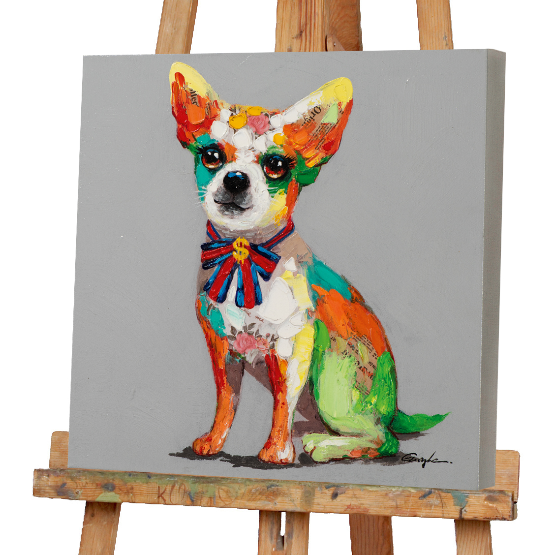 Gemälde-Bunter Chihuahua mit Schleife-image LAND