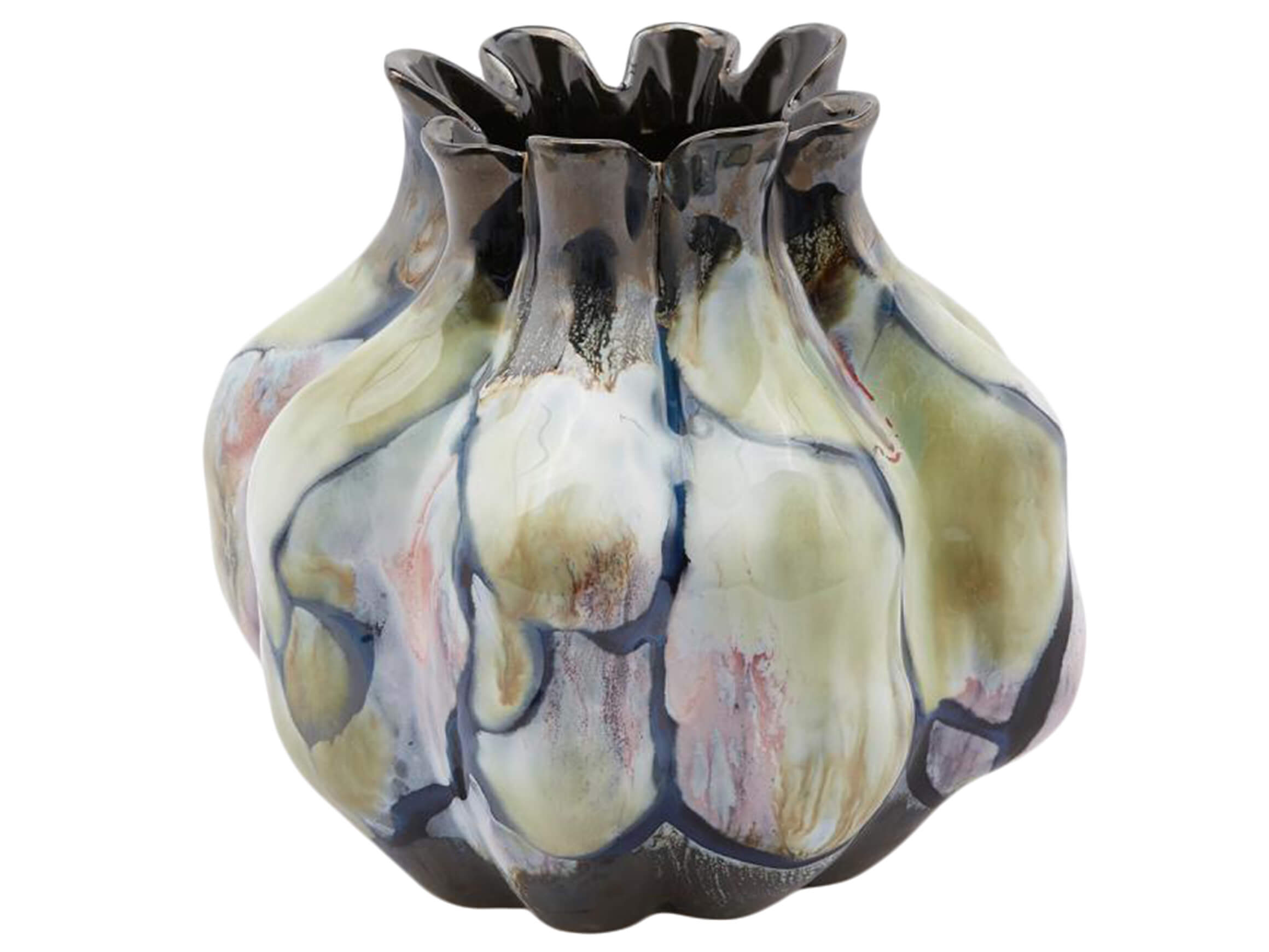 Vase Mohnkapsel Schwarz Pastell H: 19 cm Edg