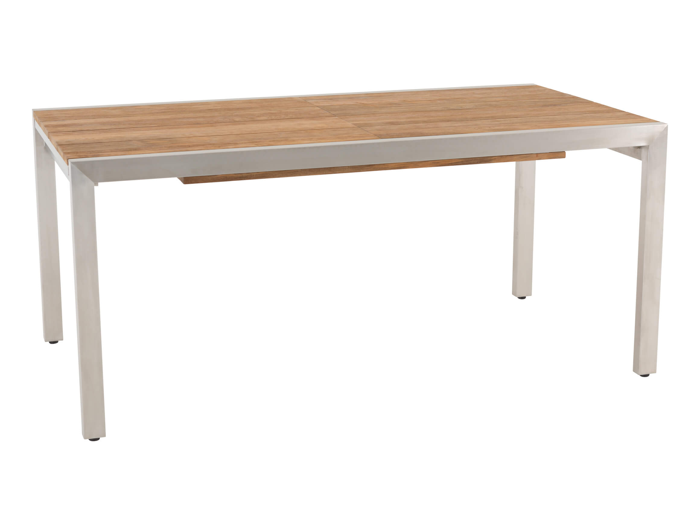 Ausziehtisch Kubex, Edelstahl, Teakholz, b 90 cm t 170-280 cm h 75 cm