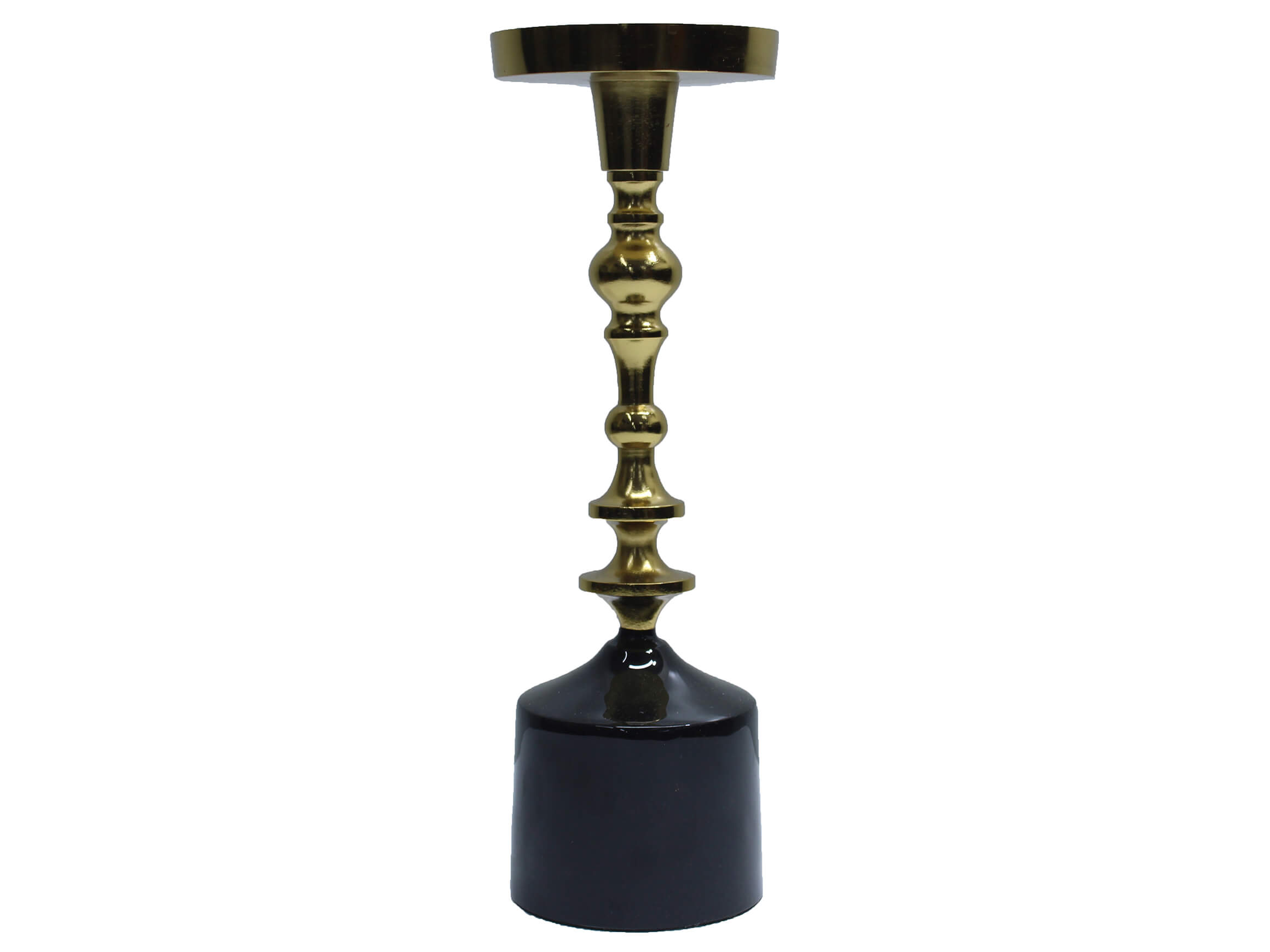 Candlestick Metal Black Gold H: 34 cm Decofinder