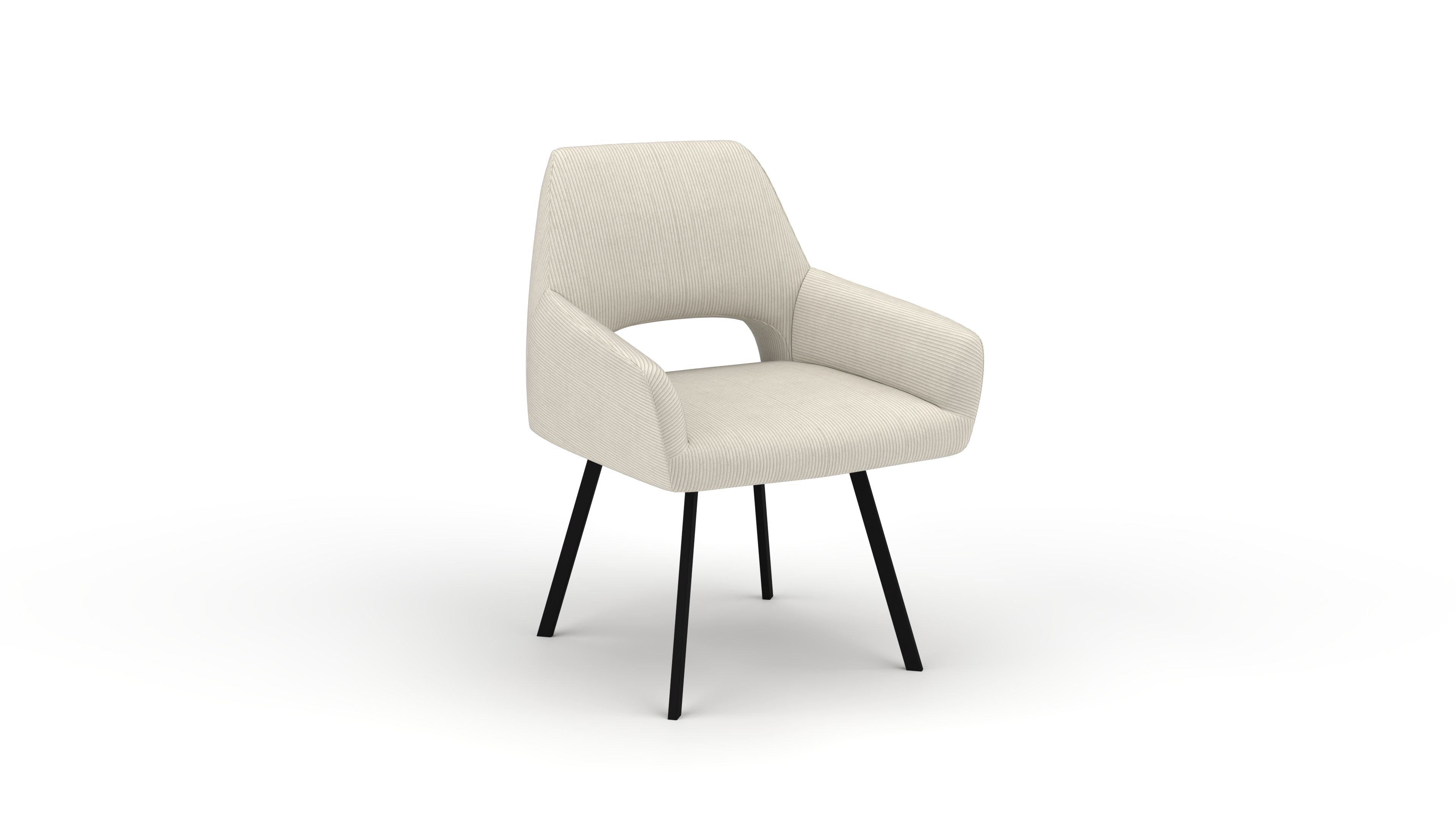 Stuhl Vega - von UrbanDesign | Drehfunktion, Fuss schwarz matt, Stoff Cream