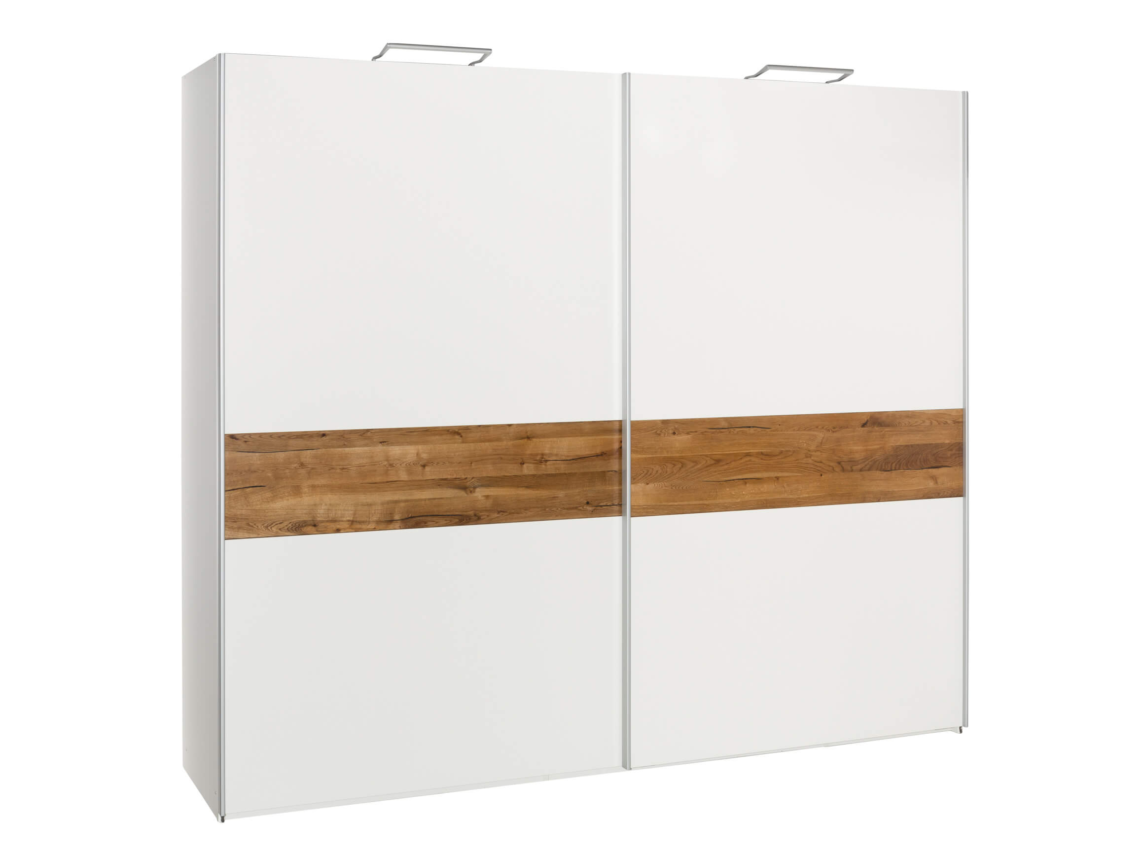 Armoire à portes coulissantes Bogota, blanc, chêne, l 252 cm p 67 cm h 220 cm