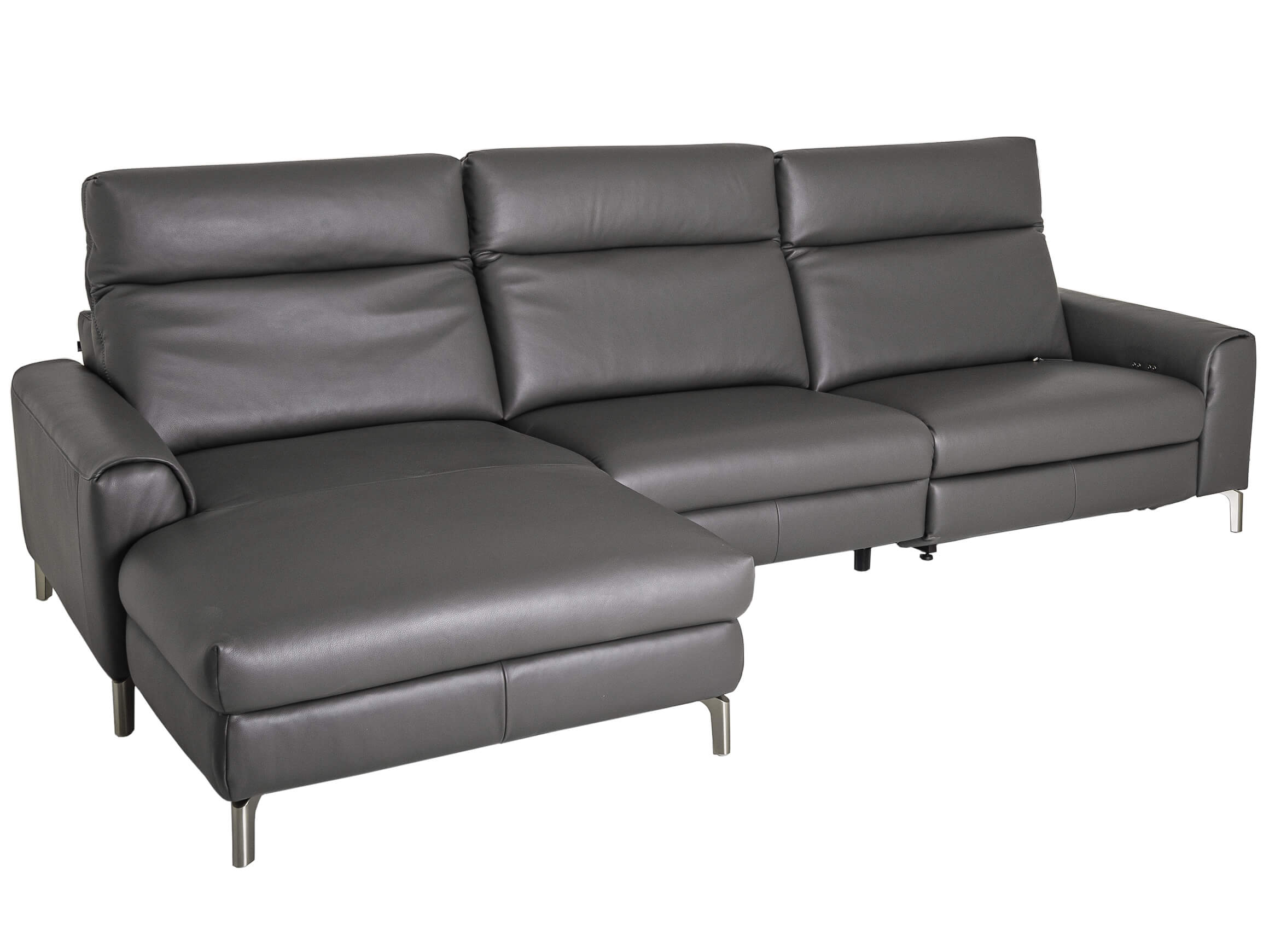 Ecksofa Valeria Rom / Farbe: Carbon / Bezugsmaterial: Leder