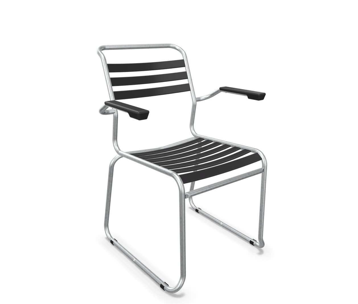 Schaffner Kufen-Lättli-Stuhl Säntis mit Lehne Feuerverzinkt Grau | Schubiger Möbel