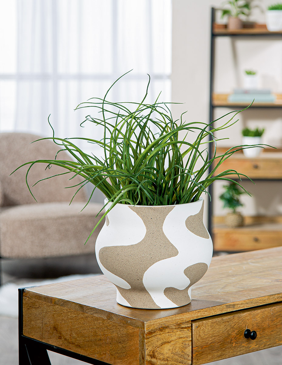 Vase Areno, Keramik, Beige, Grau, Weiss H: 20 cm Gilde