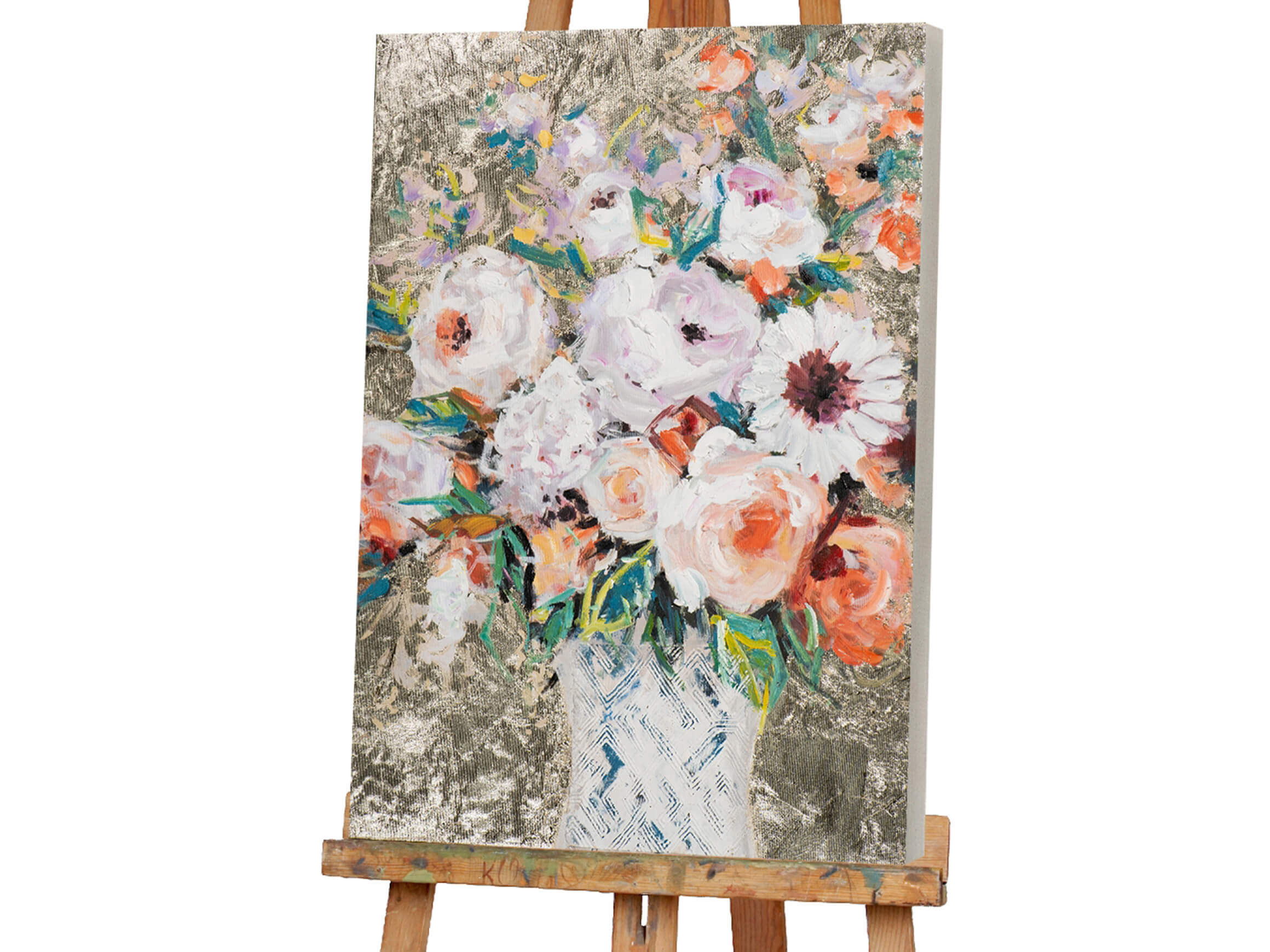 Bild Blumenvase mit Goldenem Hintergrund 1 image LAND