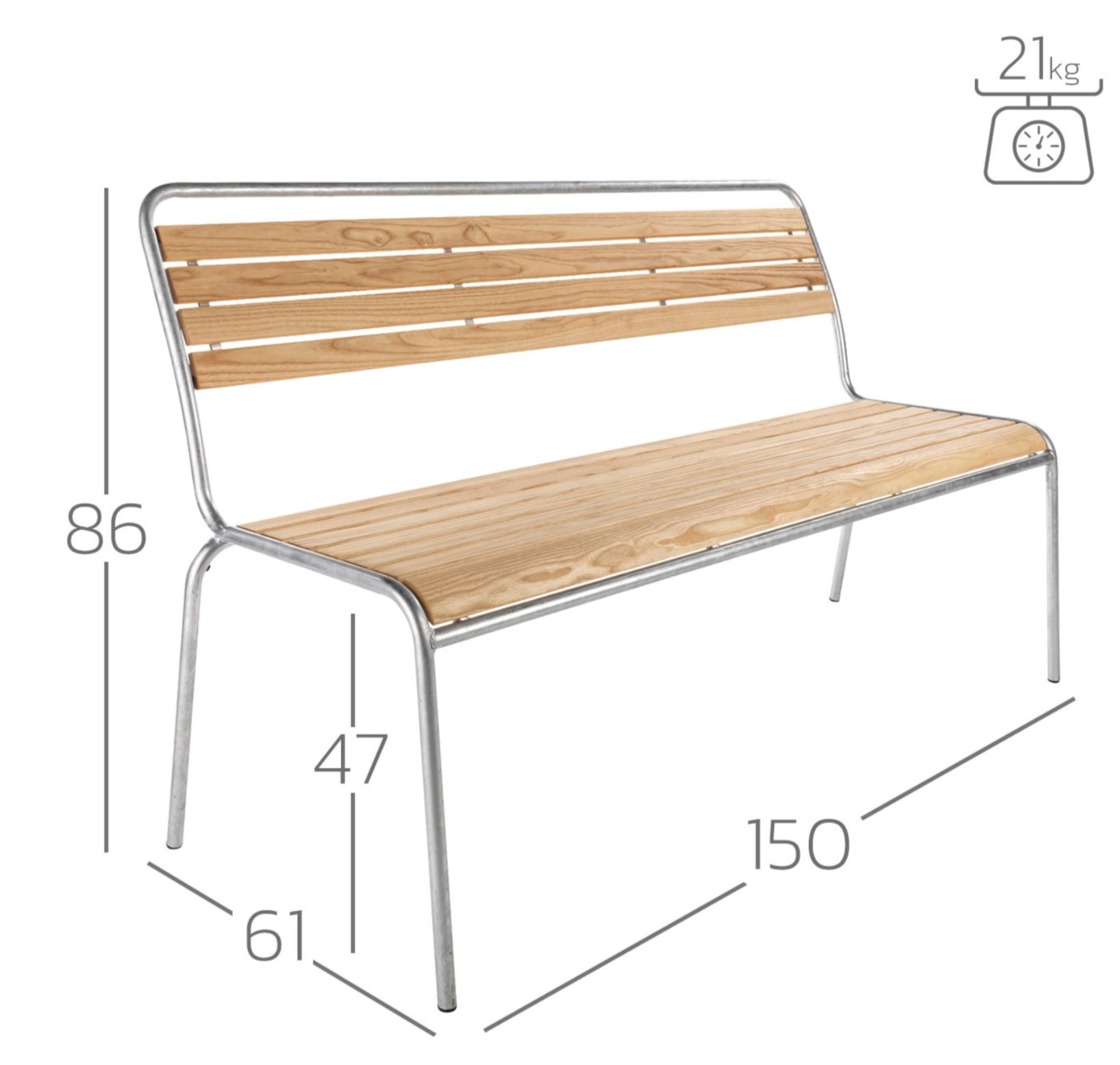 Holzlatten-Bank Rigi von Schaffner / Farbe: Natur / Grösse: 150 x 61 cm
