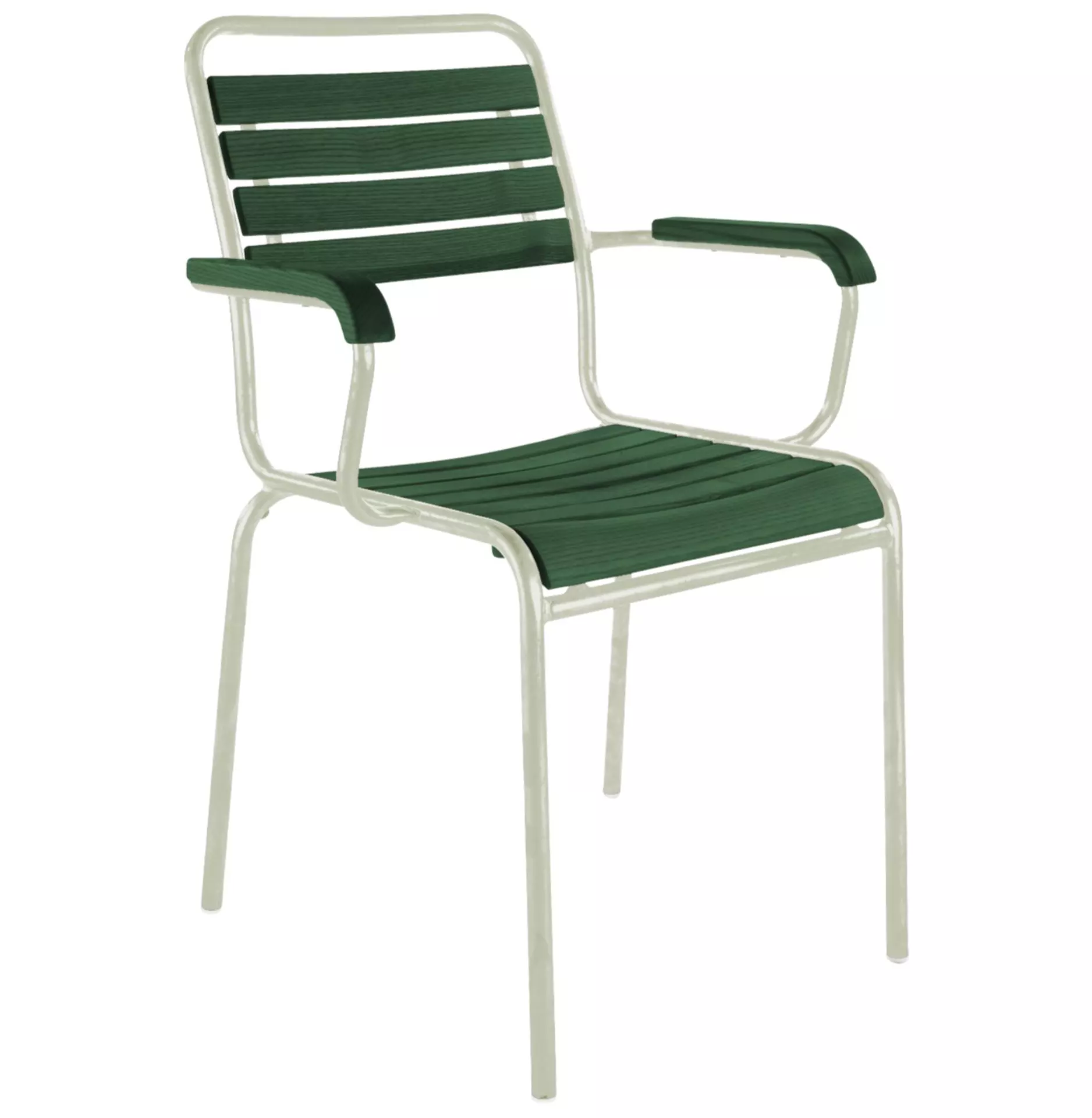 Holzlatten-Stuhl Rigi mit Armlehnen Schaffner / Farbe: Tannengrün