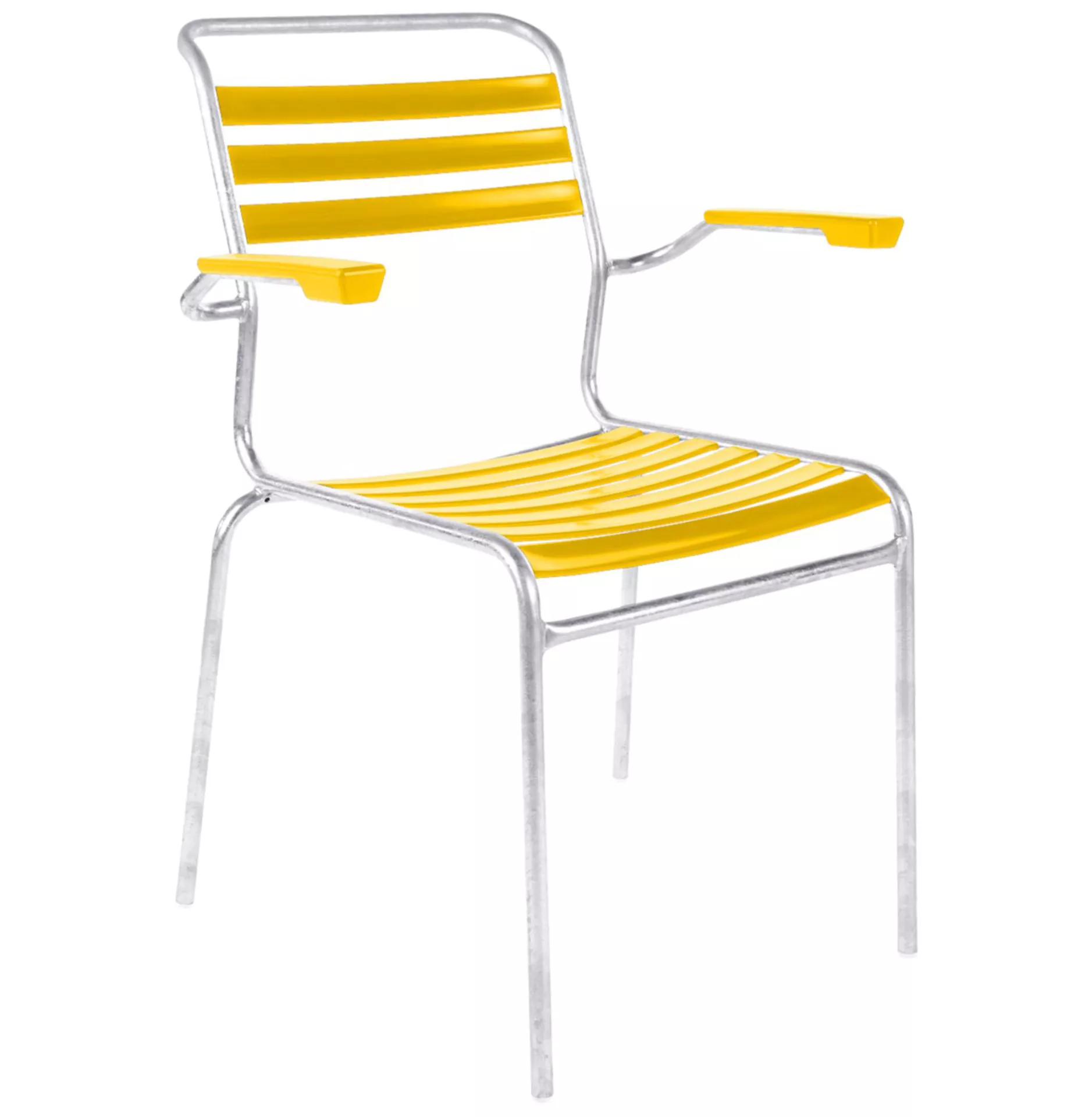 Lättli-Stuhl Säntis mit Armlehnen Schaffner / Farbe: Gelb