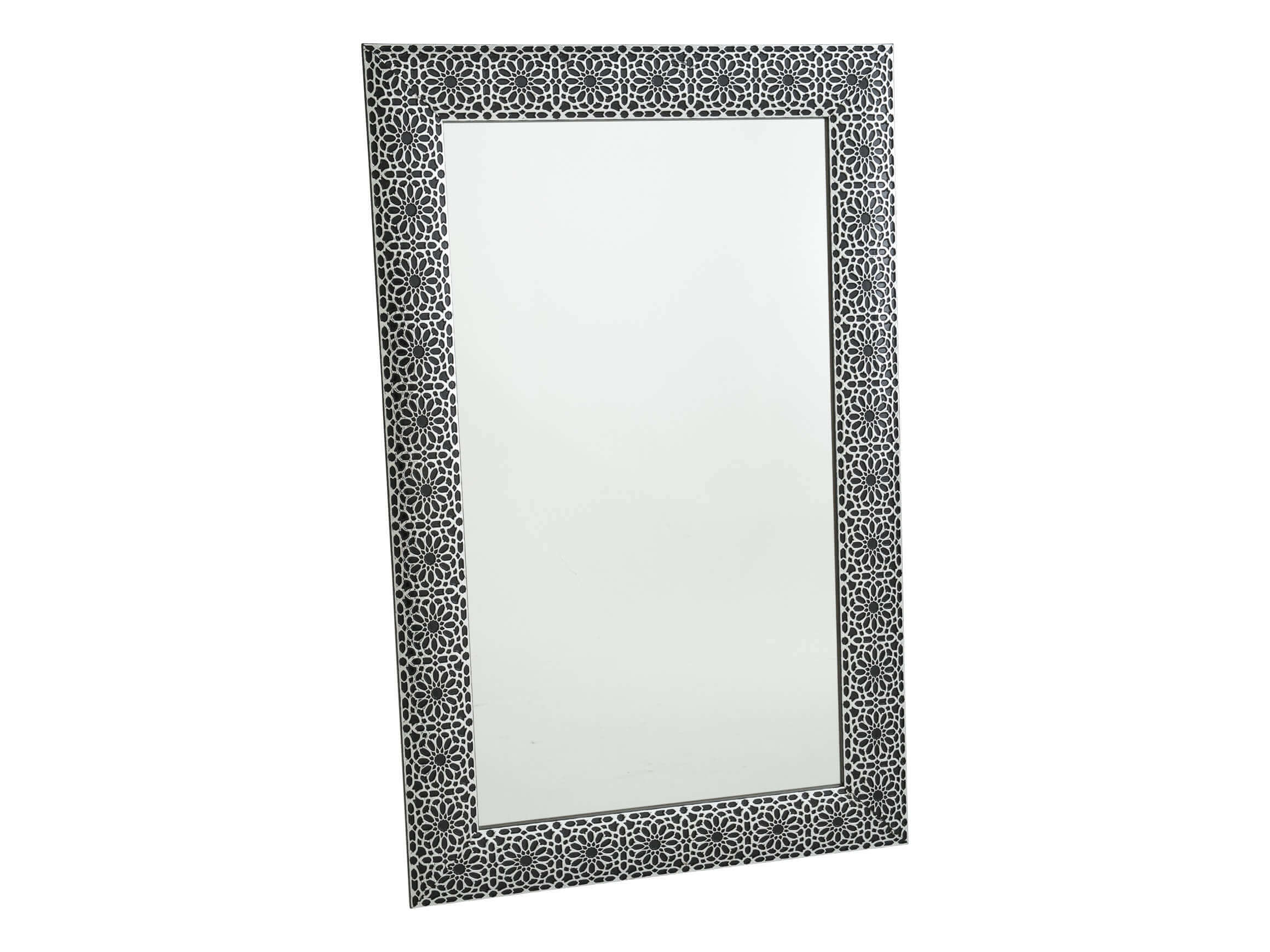 Damassus mirror, black, silver-coloured