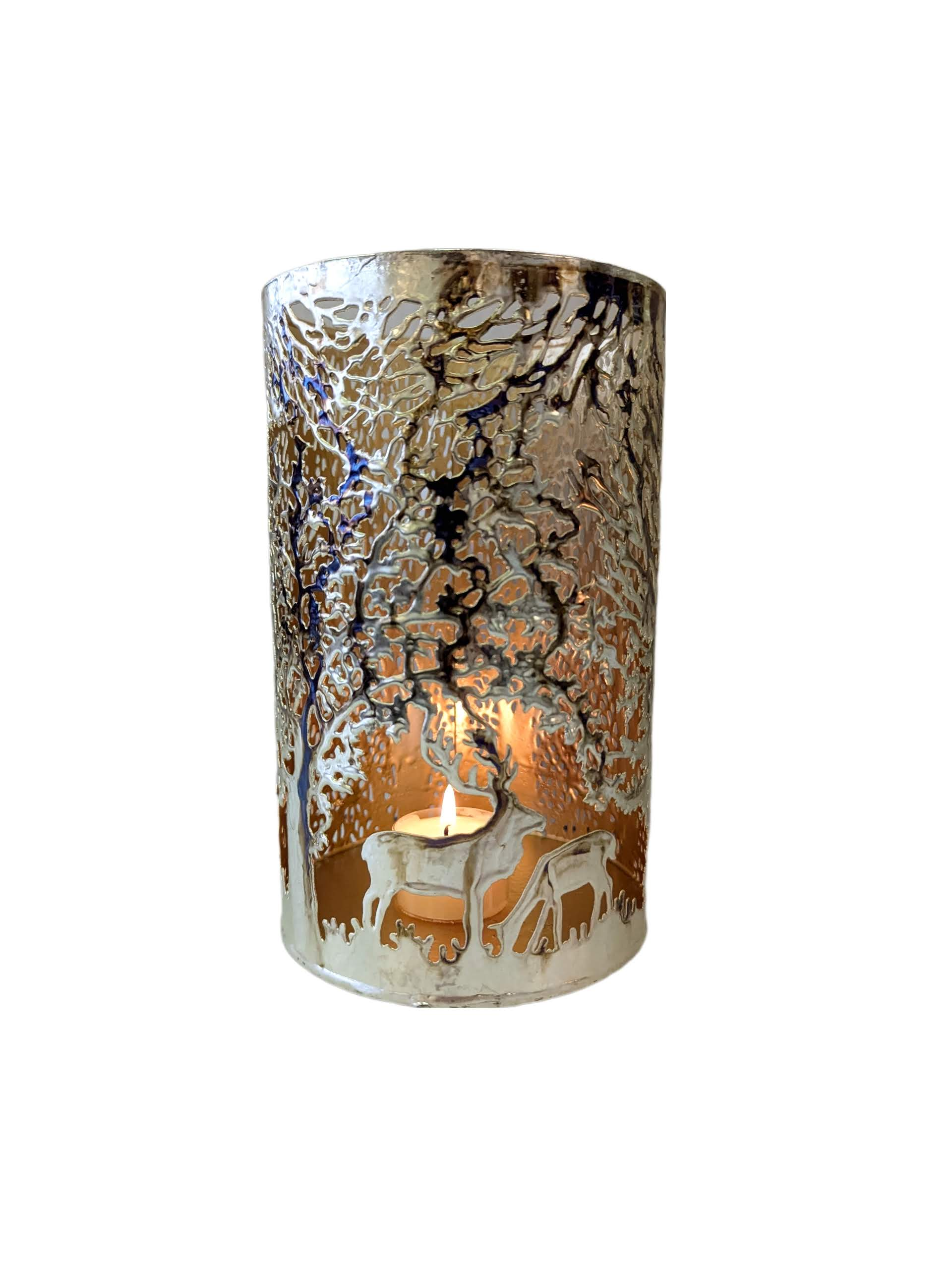 Windlicht Hirschkrönung, Antiksilber Decofinder