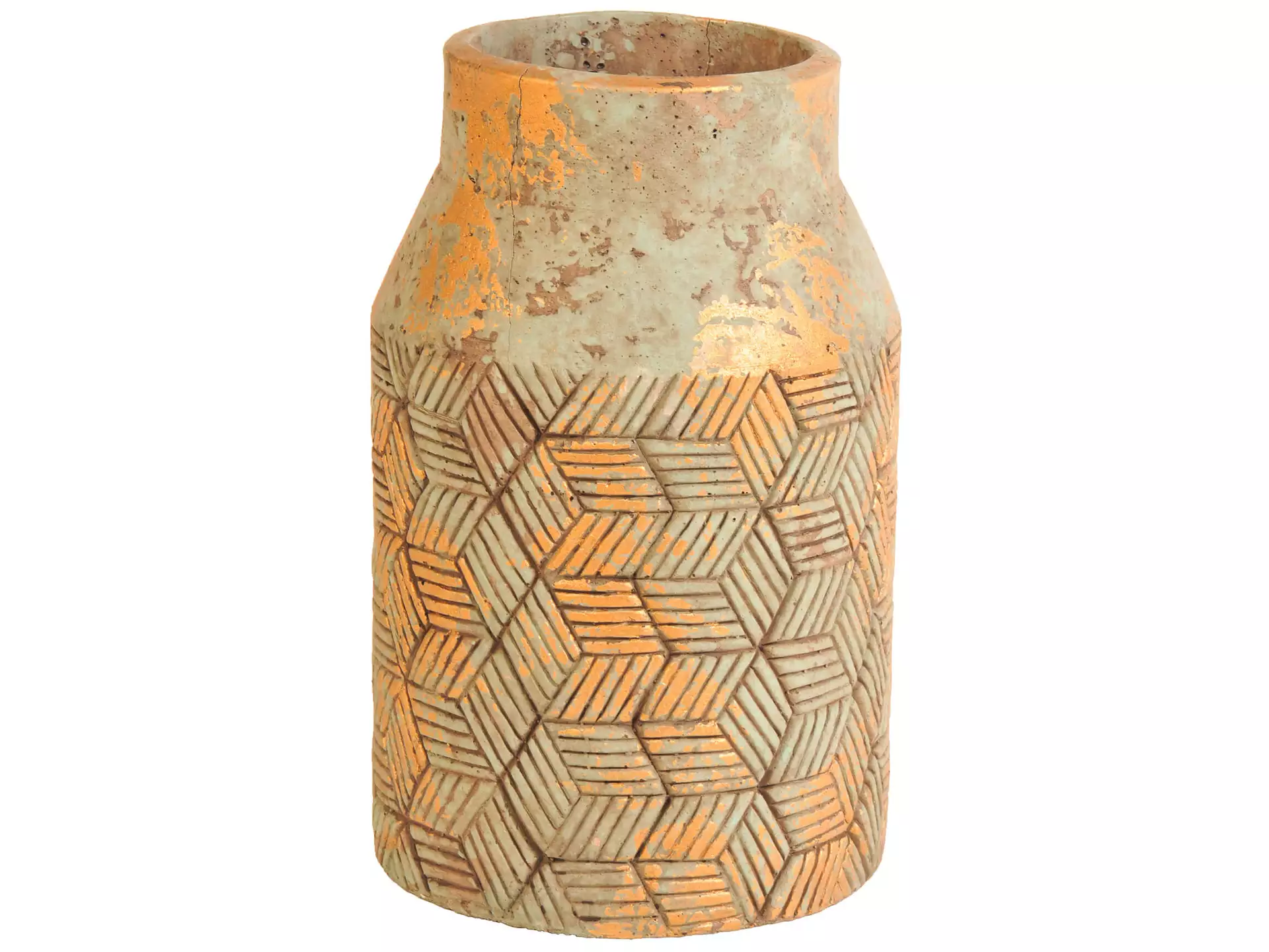 Vase Beton Rund H: 24 cm Schlittler / Farbe: Grau Orange