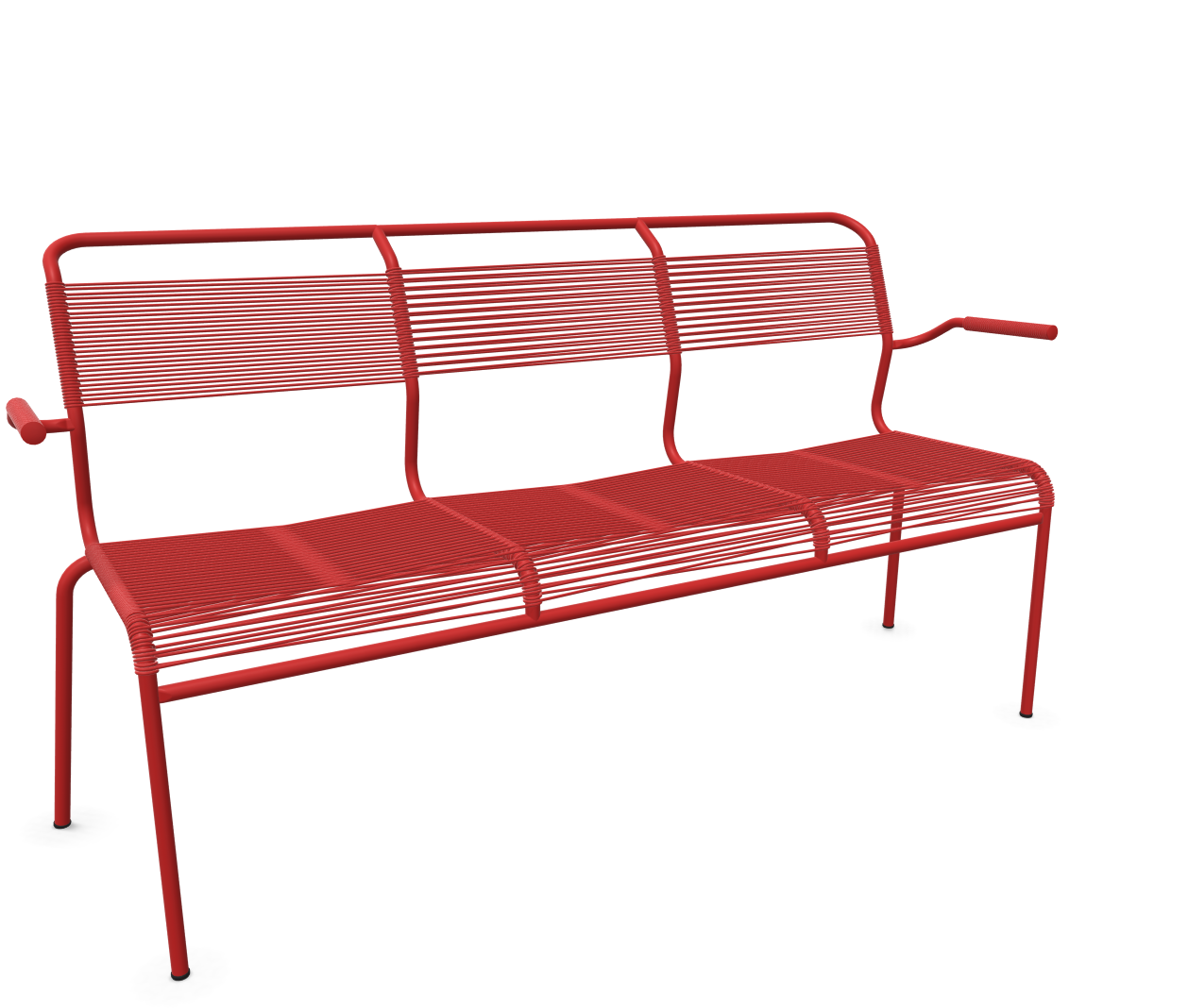 Schaffner Spaghetti-3er-Bank Säntis mit Lehne Rot | Schubiger Möbel