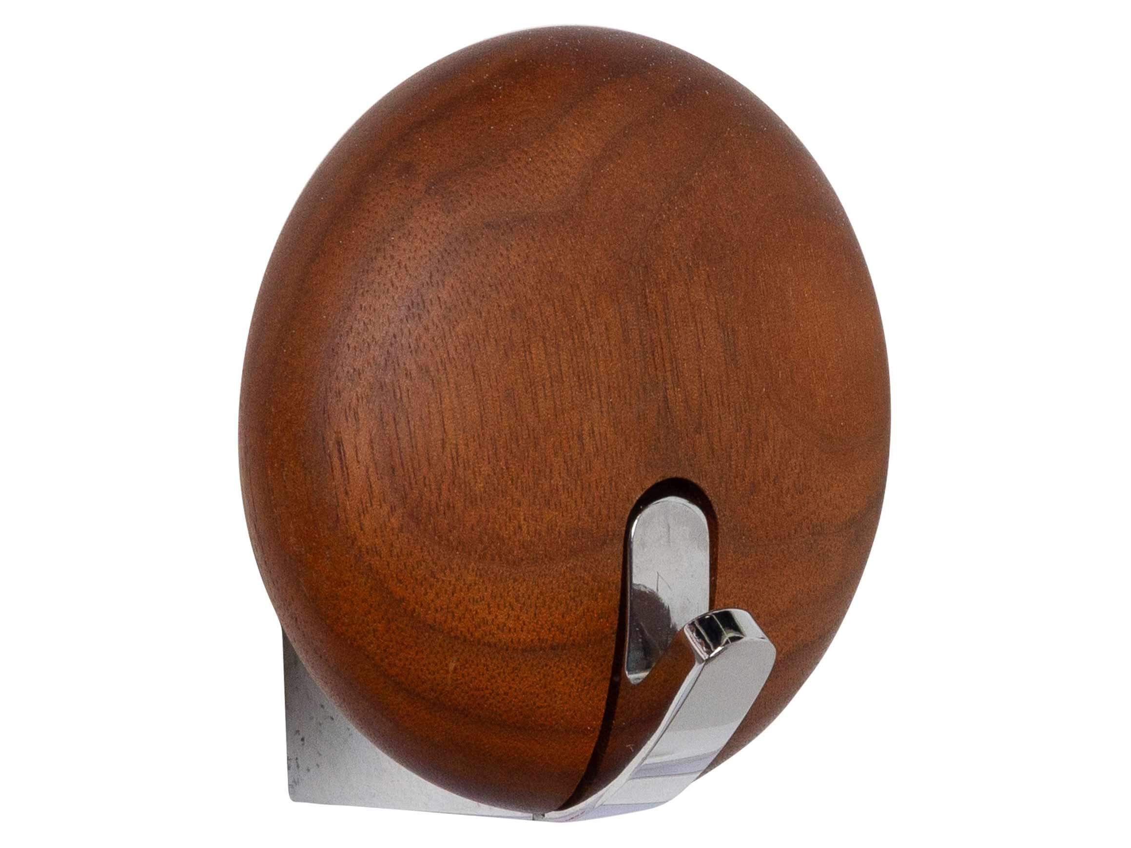 Wandhaken Salto, Nussbaum Geölt, Gussteil Verchromt