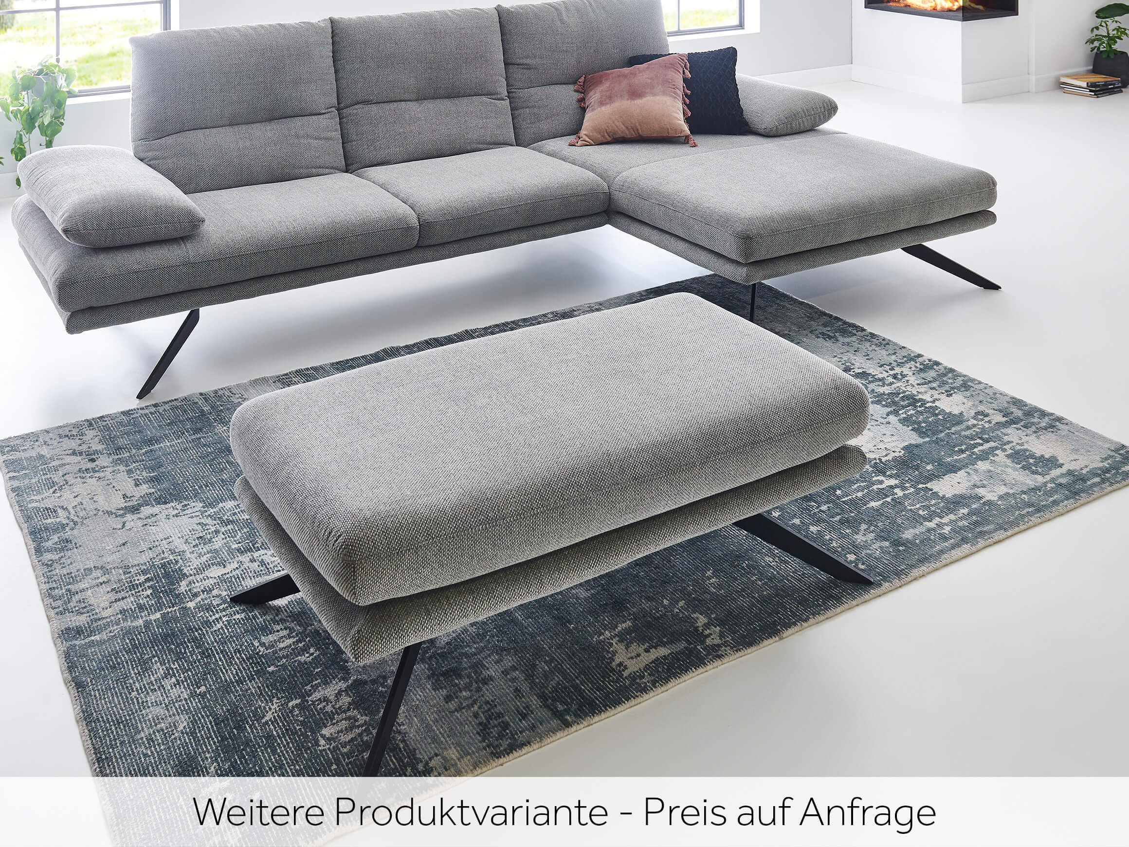 Hocker Finnley DFM / Farbe: Light Grey / Bezugsmaterial: Stoff
