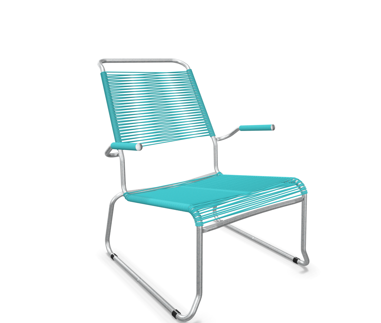 Schaffner Kufen-Spaghetti-Lounger Säntis mit Lehne / Hochlehner Feuerverzinkt Blau | Schubiger Möbel