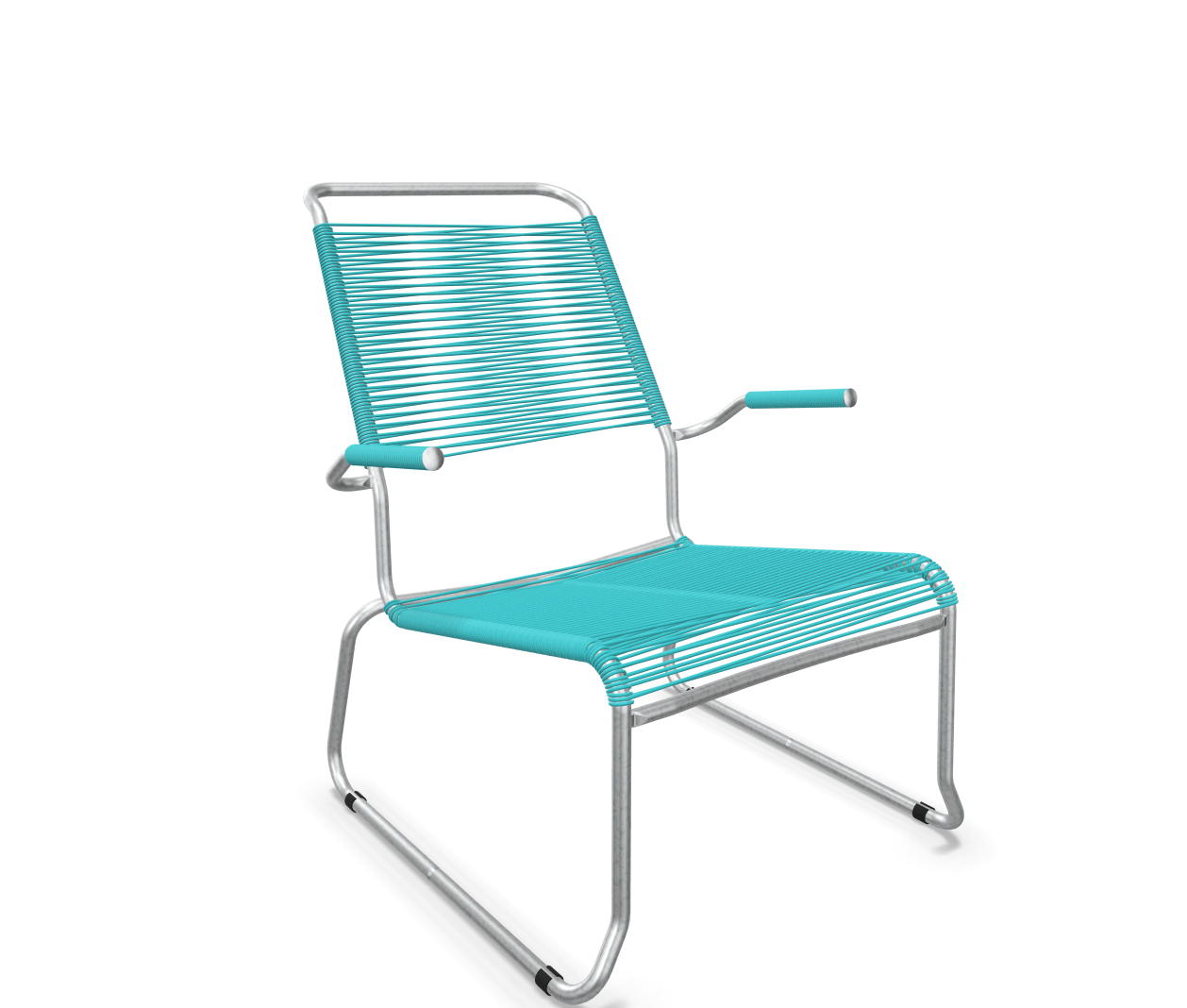 Kufen-Spaghetti-Lounger Säntis mit Lehne / Hochlehner Feuerverzinkt von Schaffner / Farbe: Türkis / Grösse: 68 x 85 cm