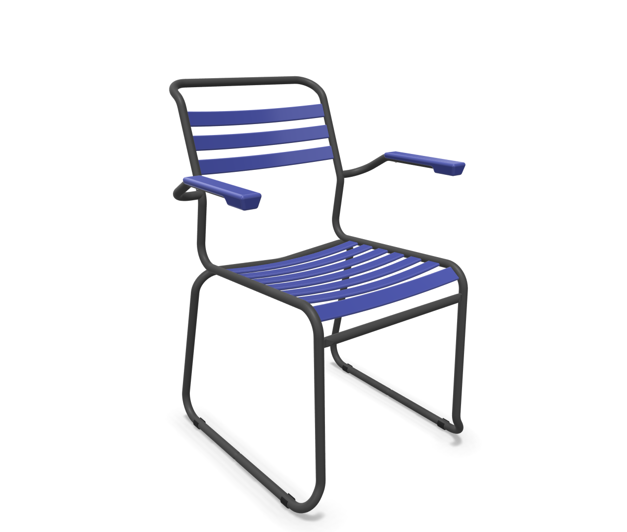 Schaffner Kufen-Lättli-Stuhl Säntis mit Lehne Blau | Schubiger Möbel