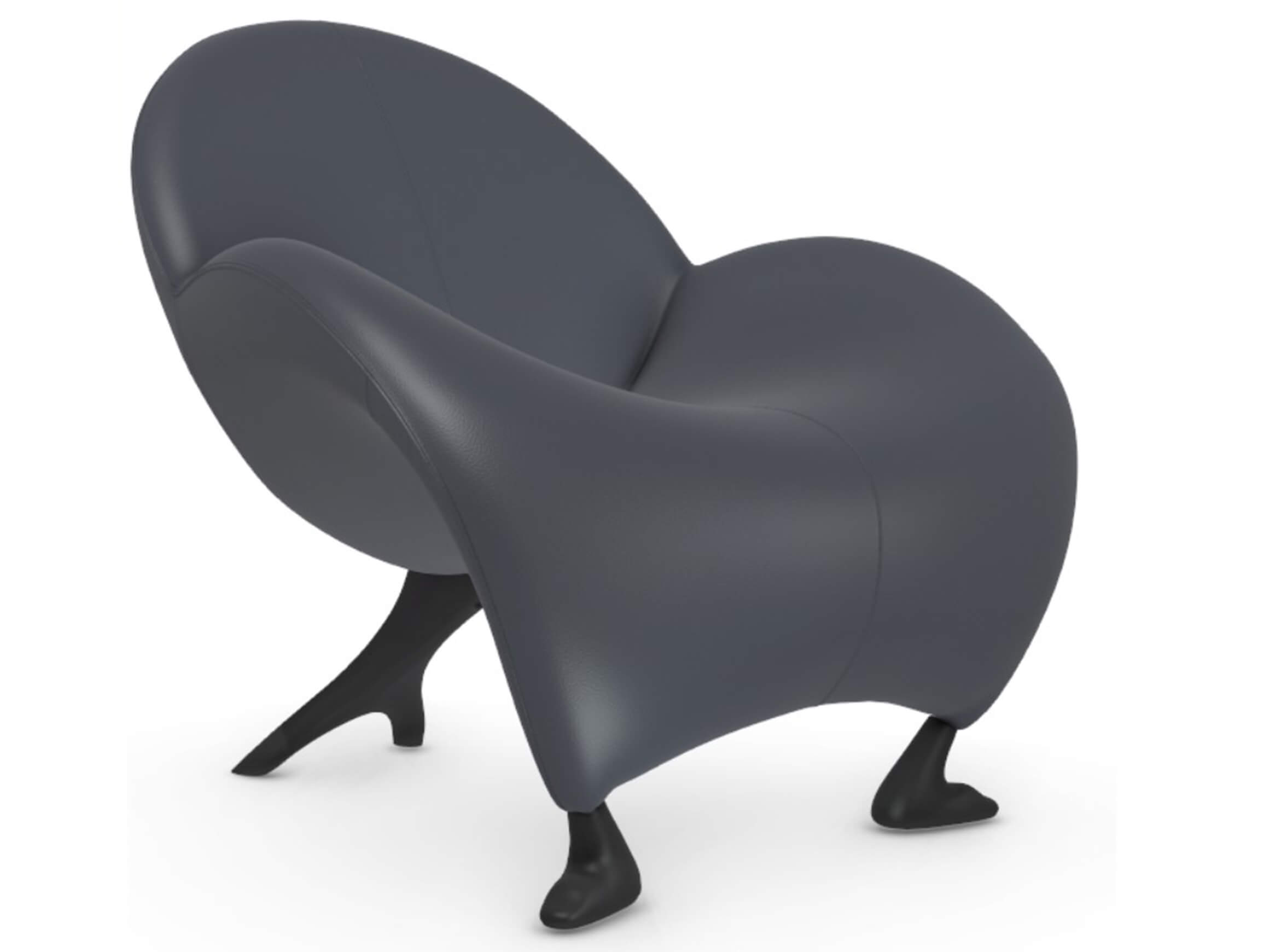 Sessel Papageno Leolux / Farbe: Kobalt / Bezugsmaterial: Leder