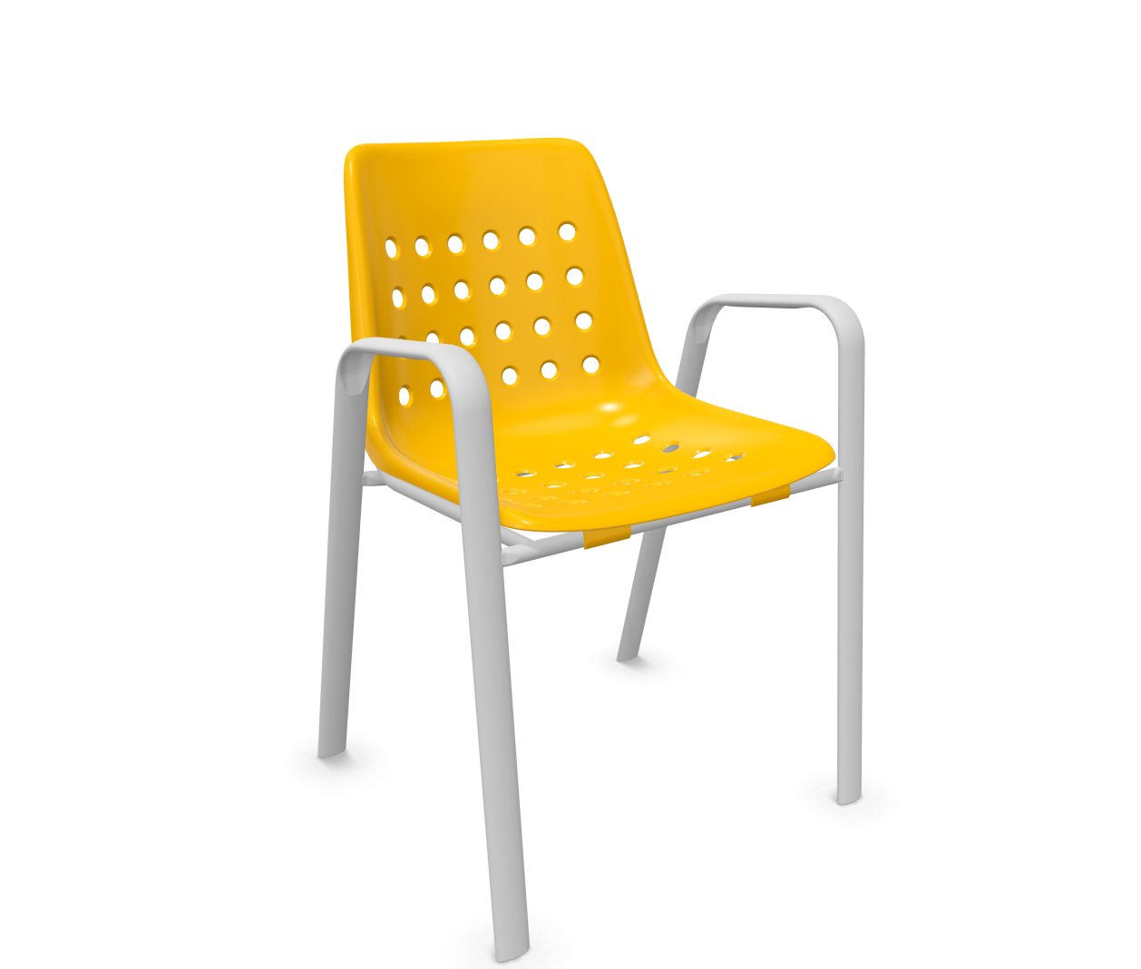 Schalen-Stuhl Bermuda mit Armlehne Rundoval von Schaffner / Farbe: Gelb / Grösse: 54 x 43 cm