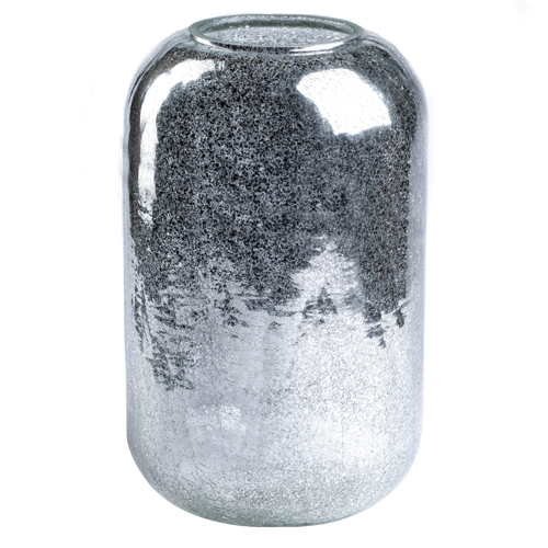 Vase Crackle Glas Silber H: 34 cm Decofinder