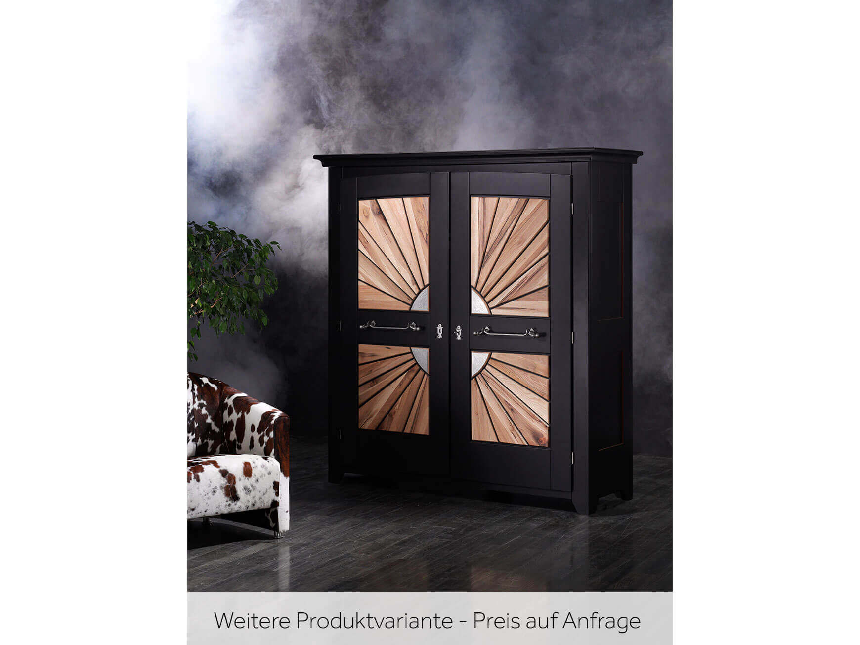 Schrank Life, Lack Schwarz, Sumpfeiche, b 179 cm t 61 cm h 190 cm