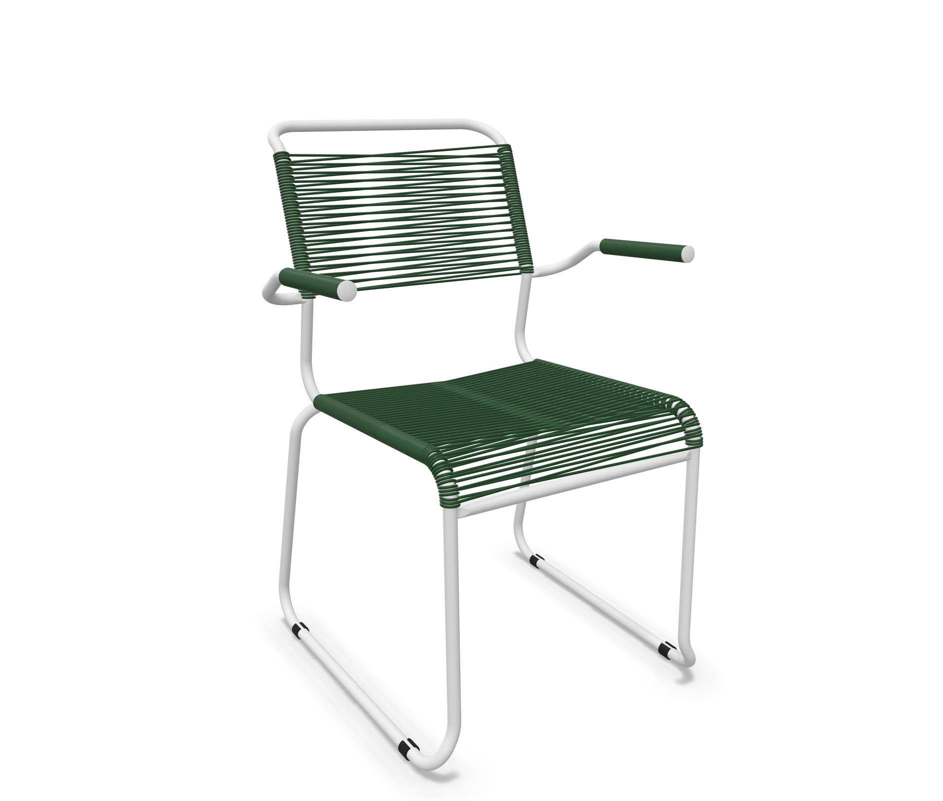 Kufen-Spaghetti-Stuhl Säntis mit Lehne von Schaffner / Farbe: Tannengrün / Grösse: 60 x 61 cm