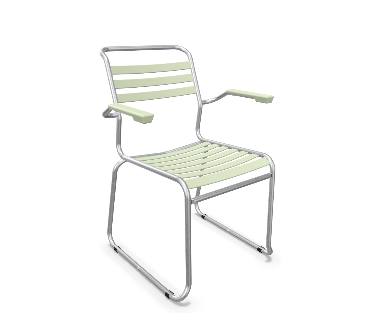 Schaffner Kufen-Lättli-Stuhl Säntis mit Lehne Feuerverzinkt Grün | Schubiger Möbel