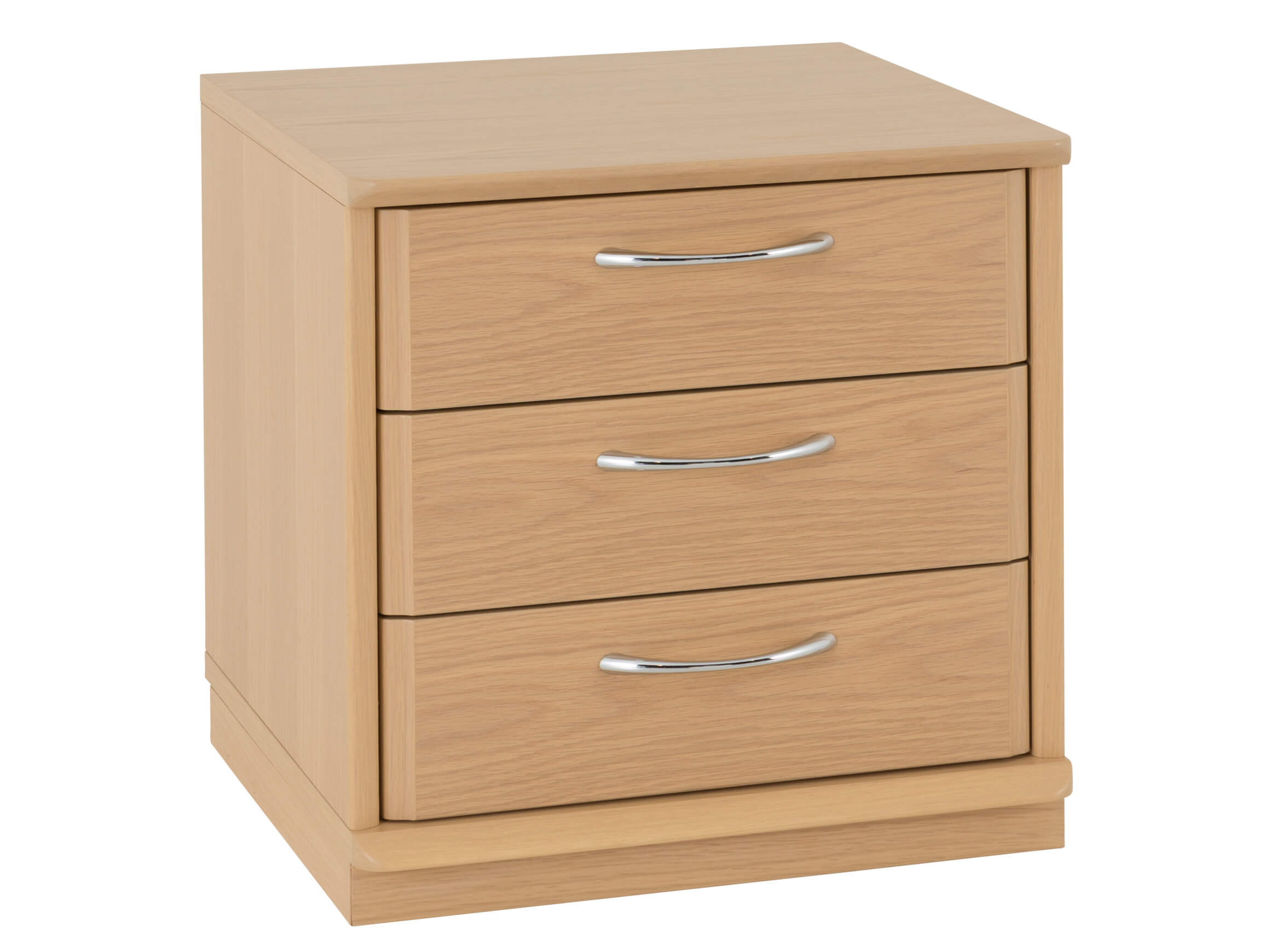 Nachttisch Carmen, Eiche Natur, 3 Schubladen, b 46 cm t 43 cm h 45 cm