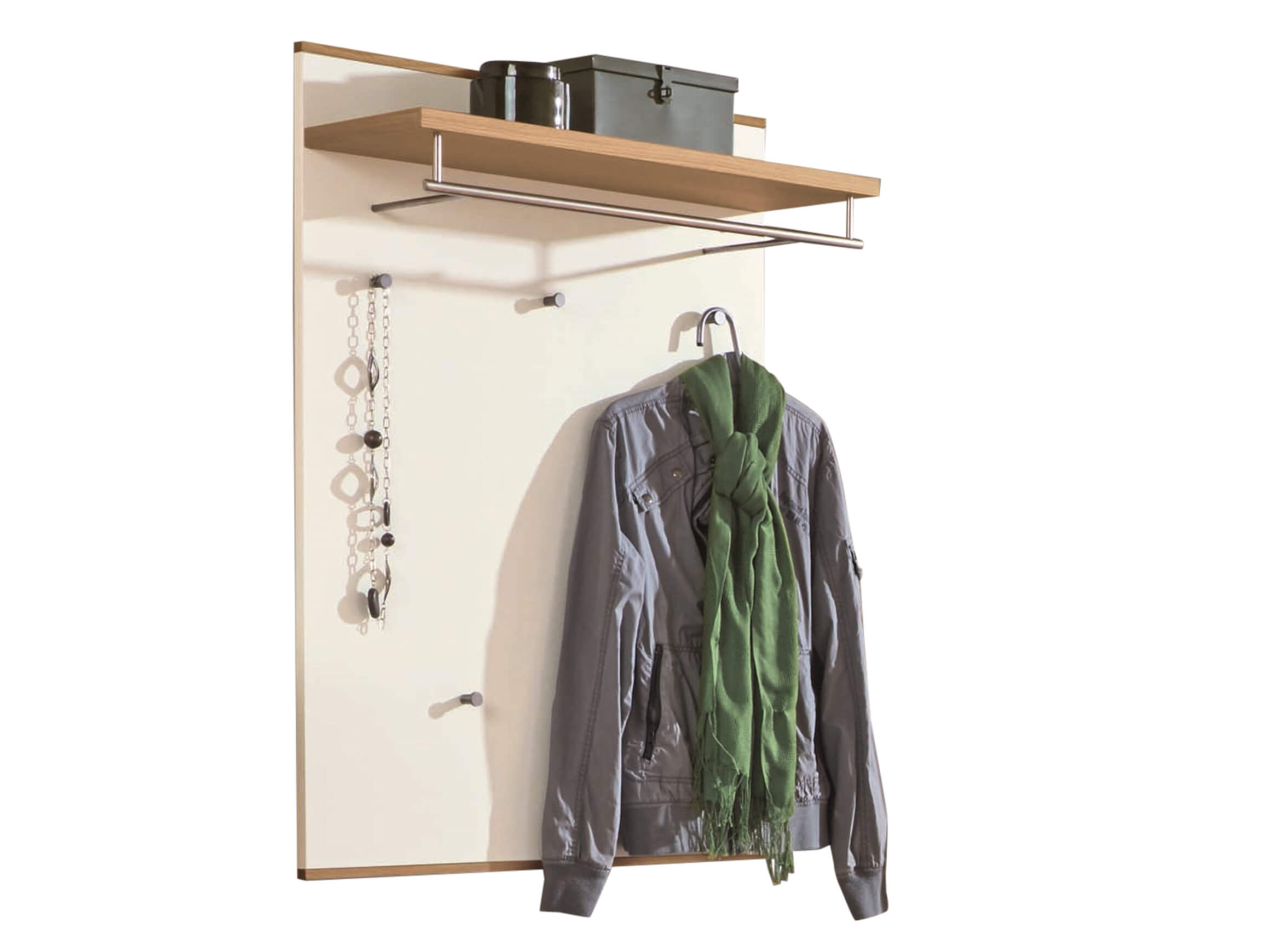 Voss Garderobenpaneel Laverty Samtweiss Holzfarbig | Schubiger Möbel