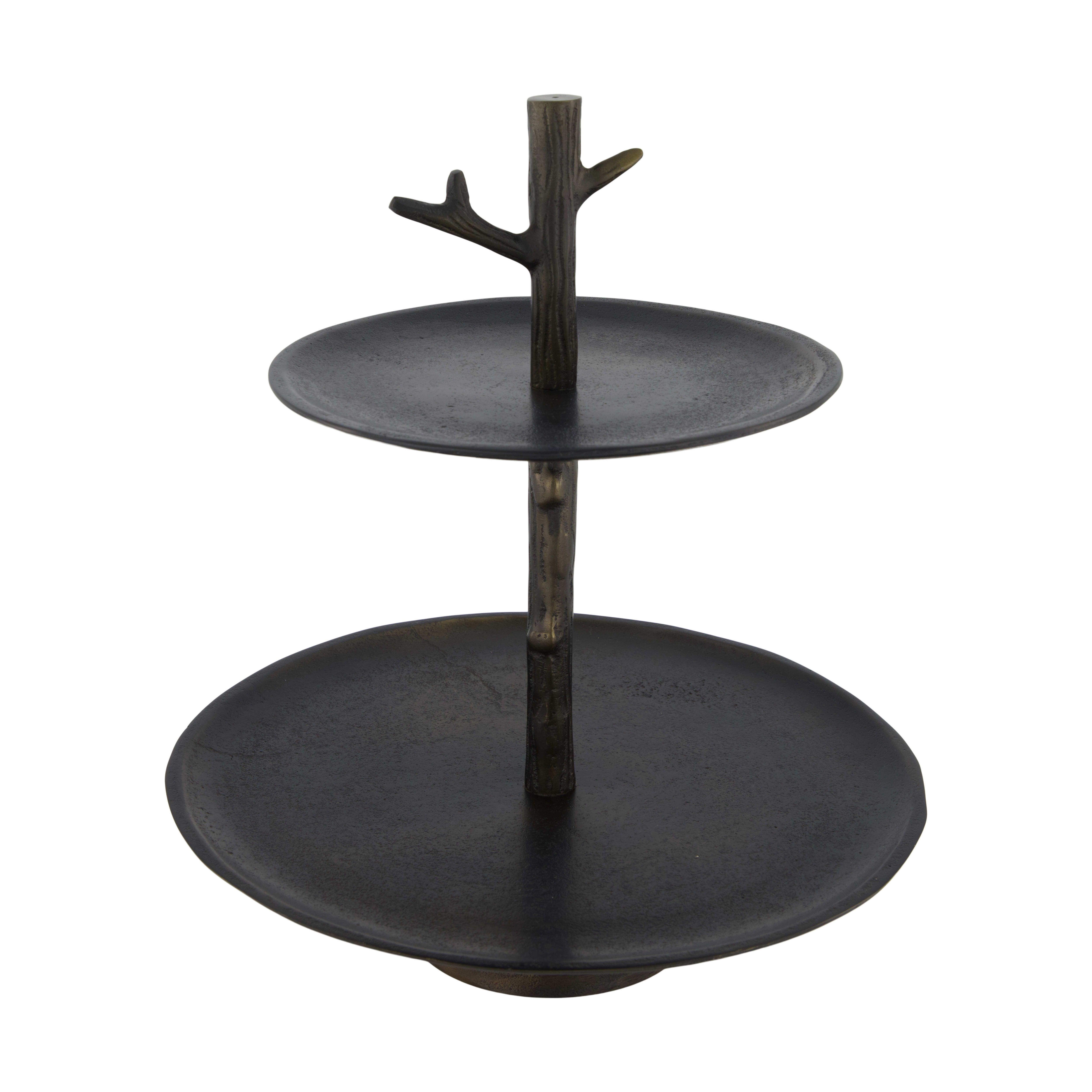 Etagere 2-lagig, Aluminium, Schwarz Decofinder