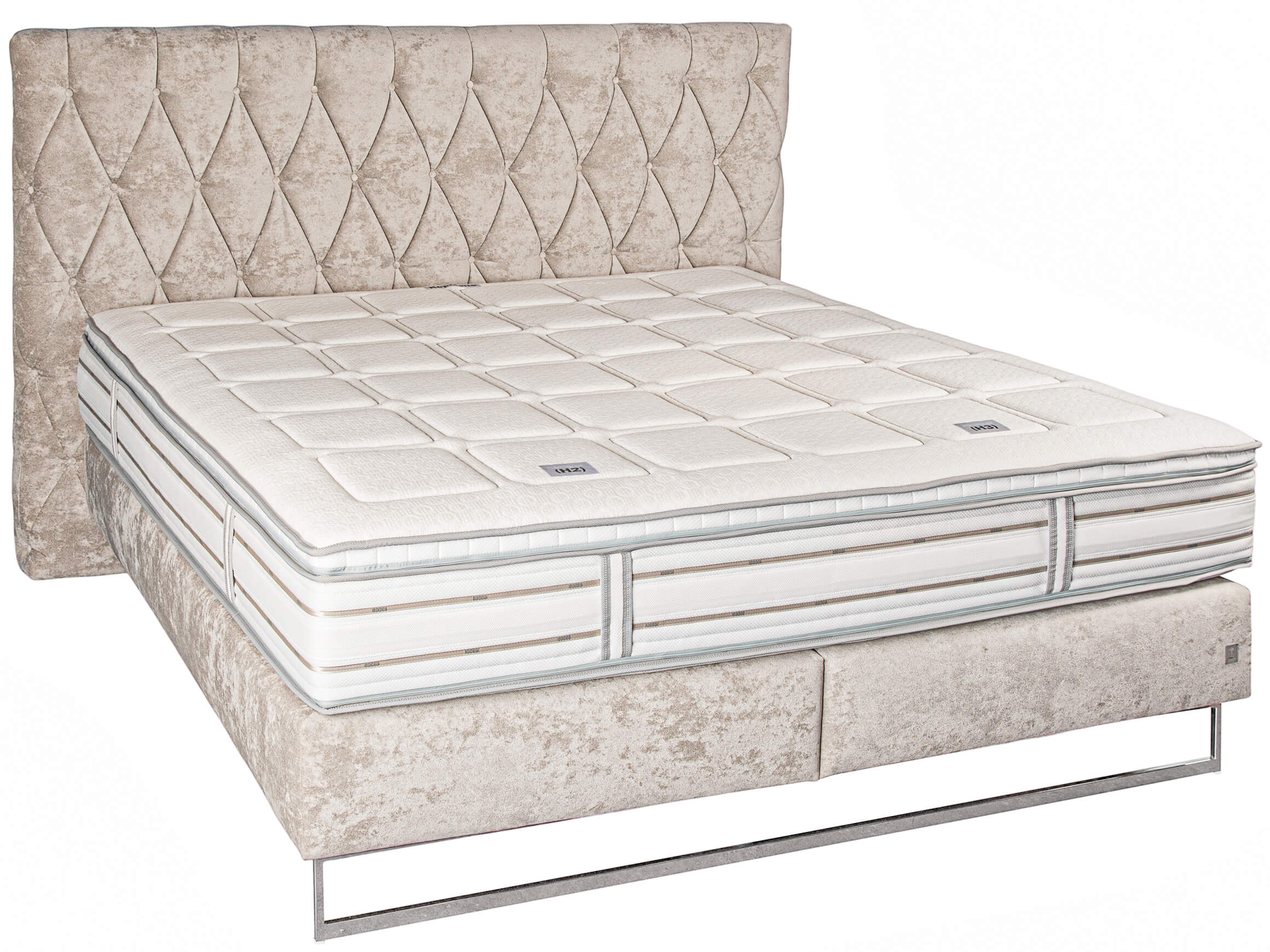 Boxspringbett Cubic Chesterfield Ada AT / Farbe: Grau