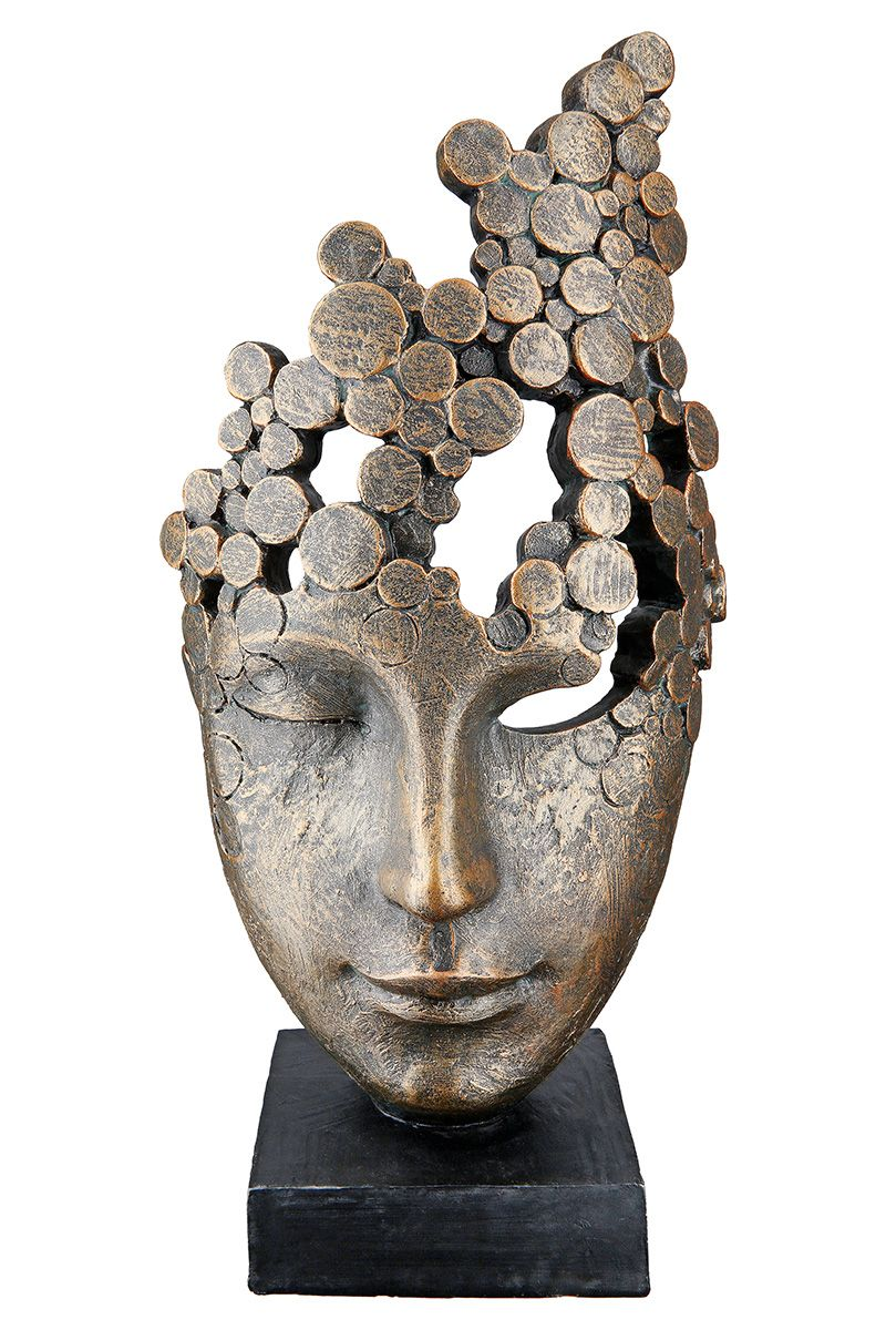 Figur Gesicht, Famale Mask, Bronze H: 32 cm Gilde