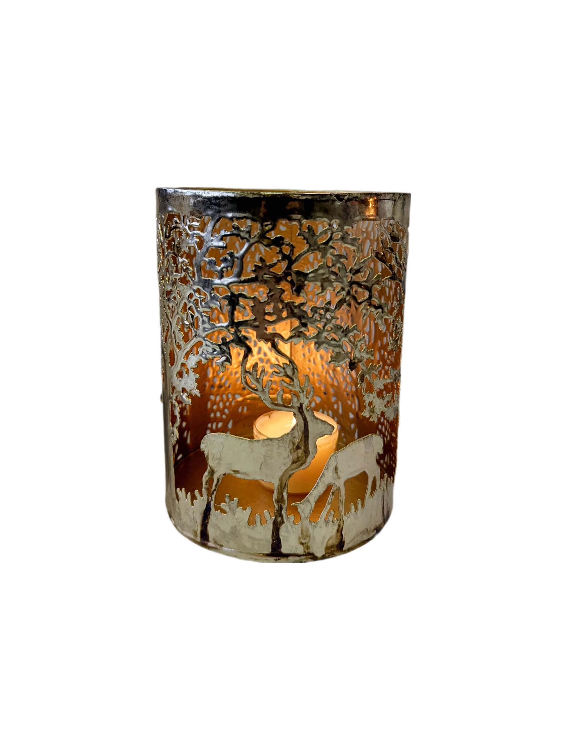 Windlicht Hirschkrönung, Antiksilber Decofinder