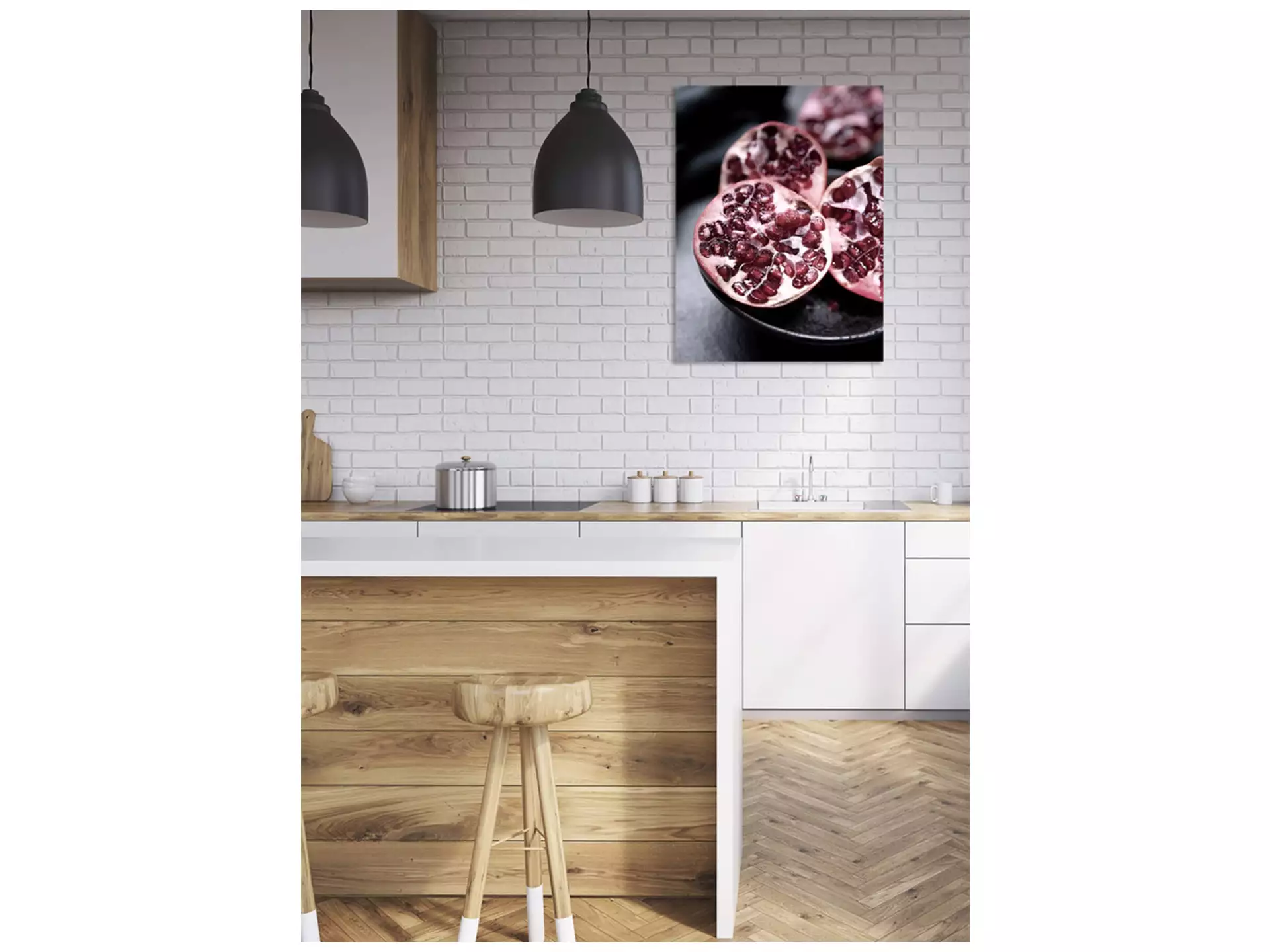 Digitaldruck auf Glas Roter Granatäpfel image LAND / Grösse: 80 x 60 cm