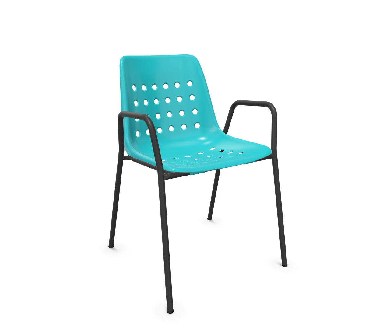 Schalen-Stuhl Bermuda mit Armlehne Rundrohr von Schaffner / Farbe: Türkis / Grösse: 58 x 52 cm