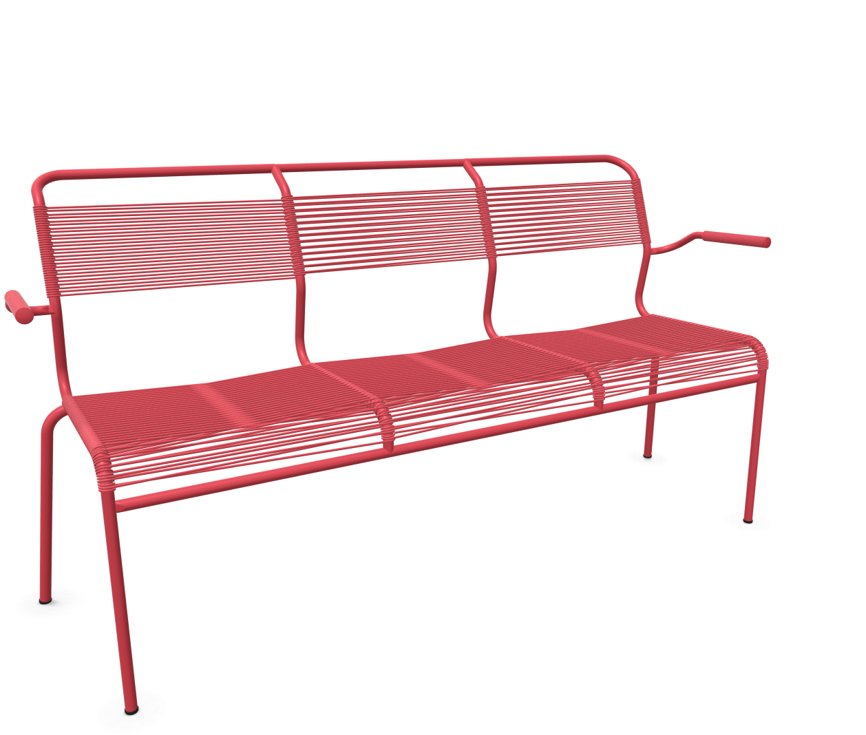 Schaffner Spaghetti-3er-Bank Säntis mit Lehne Rot | Schubiger Möbel