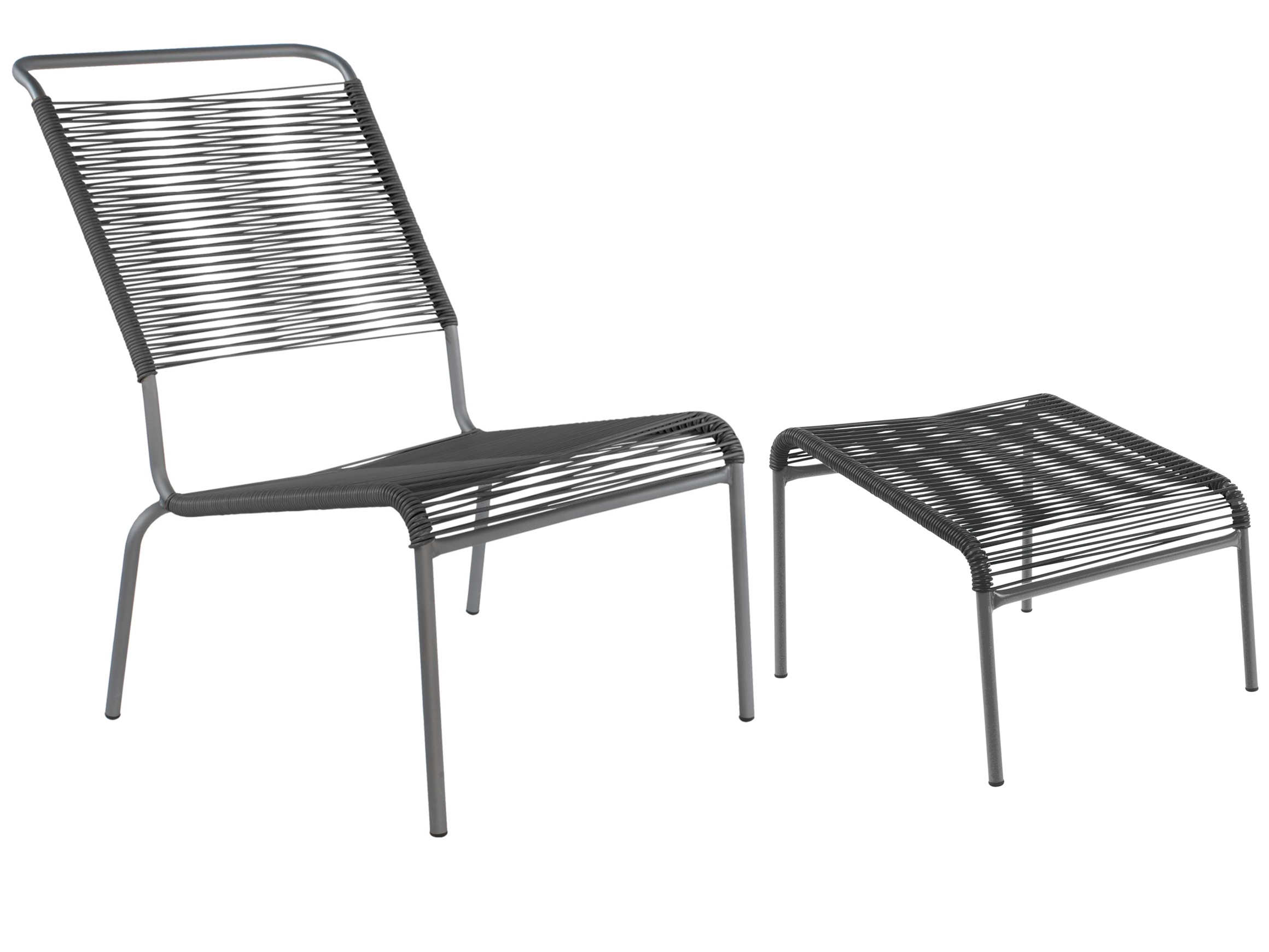 Schaffner Spaghetti-Lounger + Hocker Säntis Hochlehner Grau | Schubiger Möbel