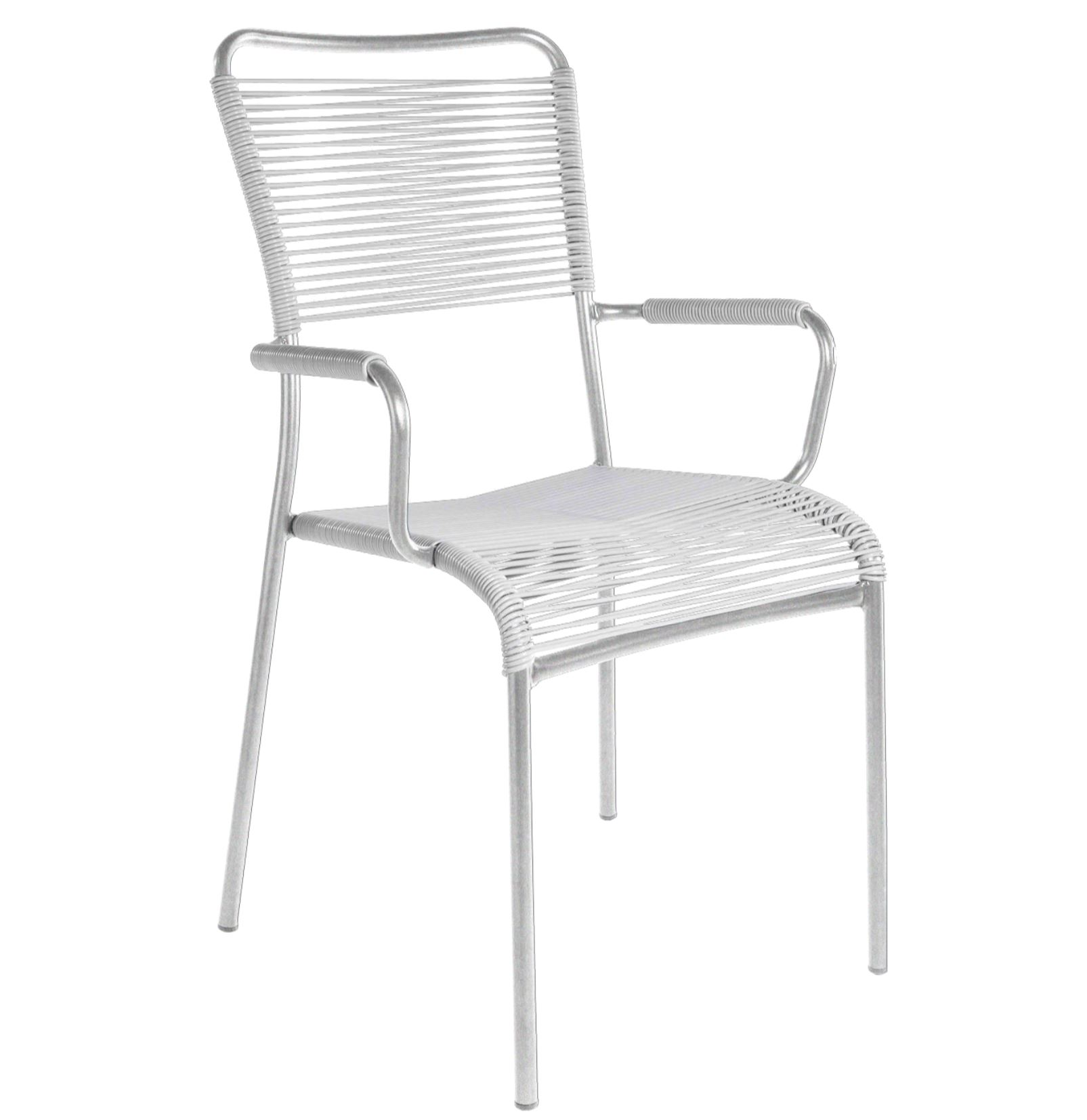 Spaghetti-Stuhl Mendrisio mit Armlehne Schaffner / Farbe: Weiss