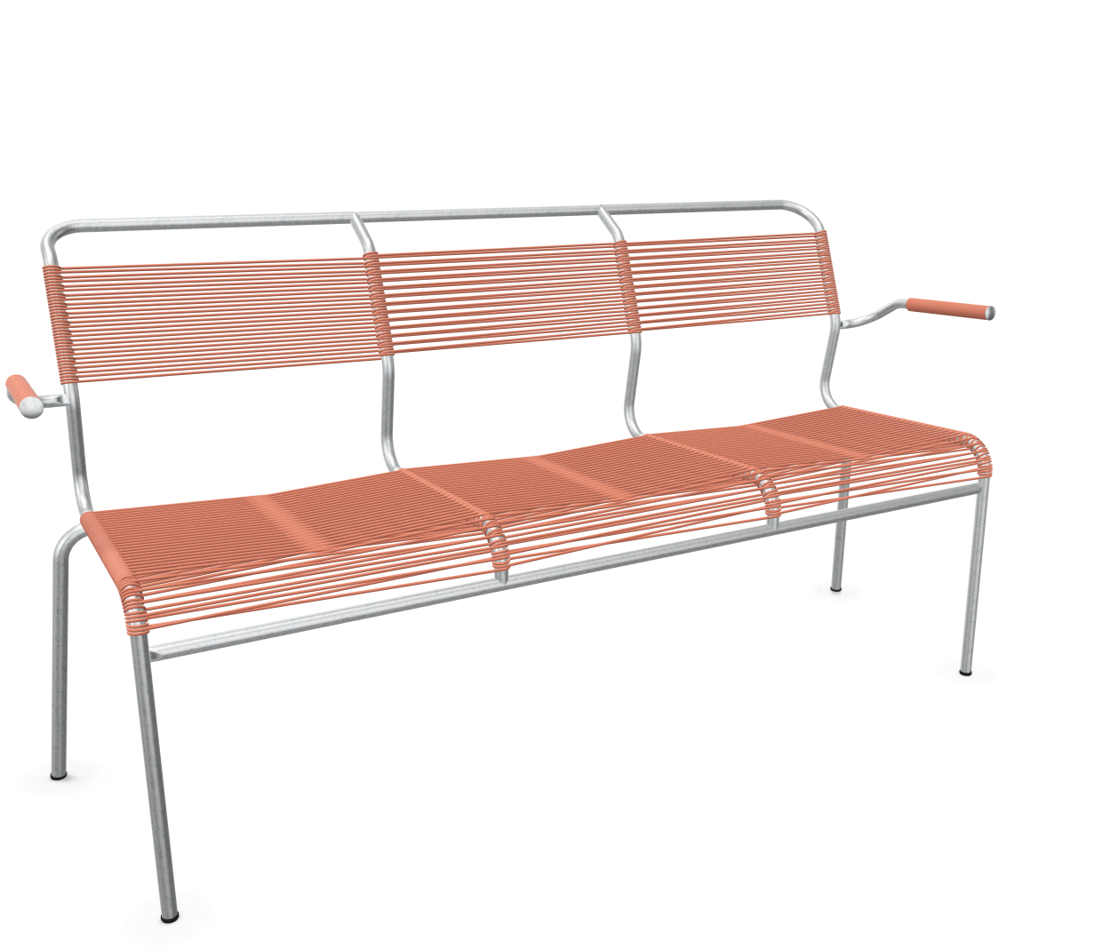 Schaffner Spaghetti-3er-Bank Säntis mit Lehne Feuerverzinkt Braun | Schubiger Möbel