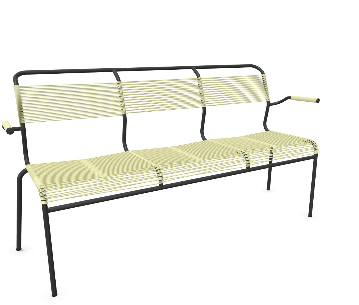 Schaffner Spaghetti-3er-Bank Säntis mit Lehne Gelb | Schubiger Möbel