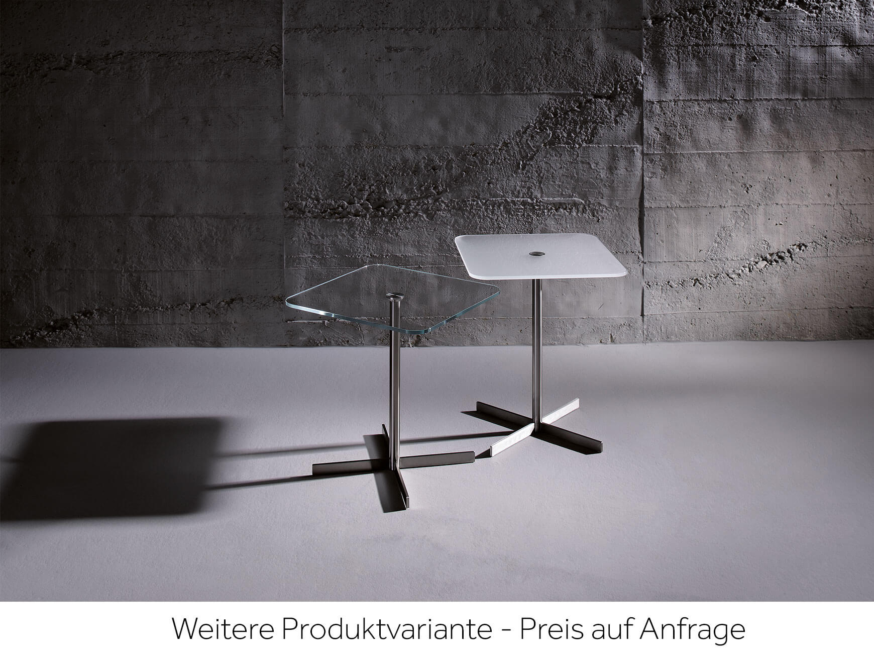 Table d'appoint Lias, verre blanc opaque, acier inoxydable, l 46 cm p 46 cm h 46 cm