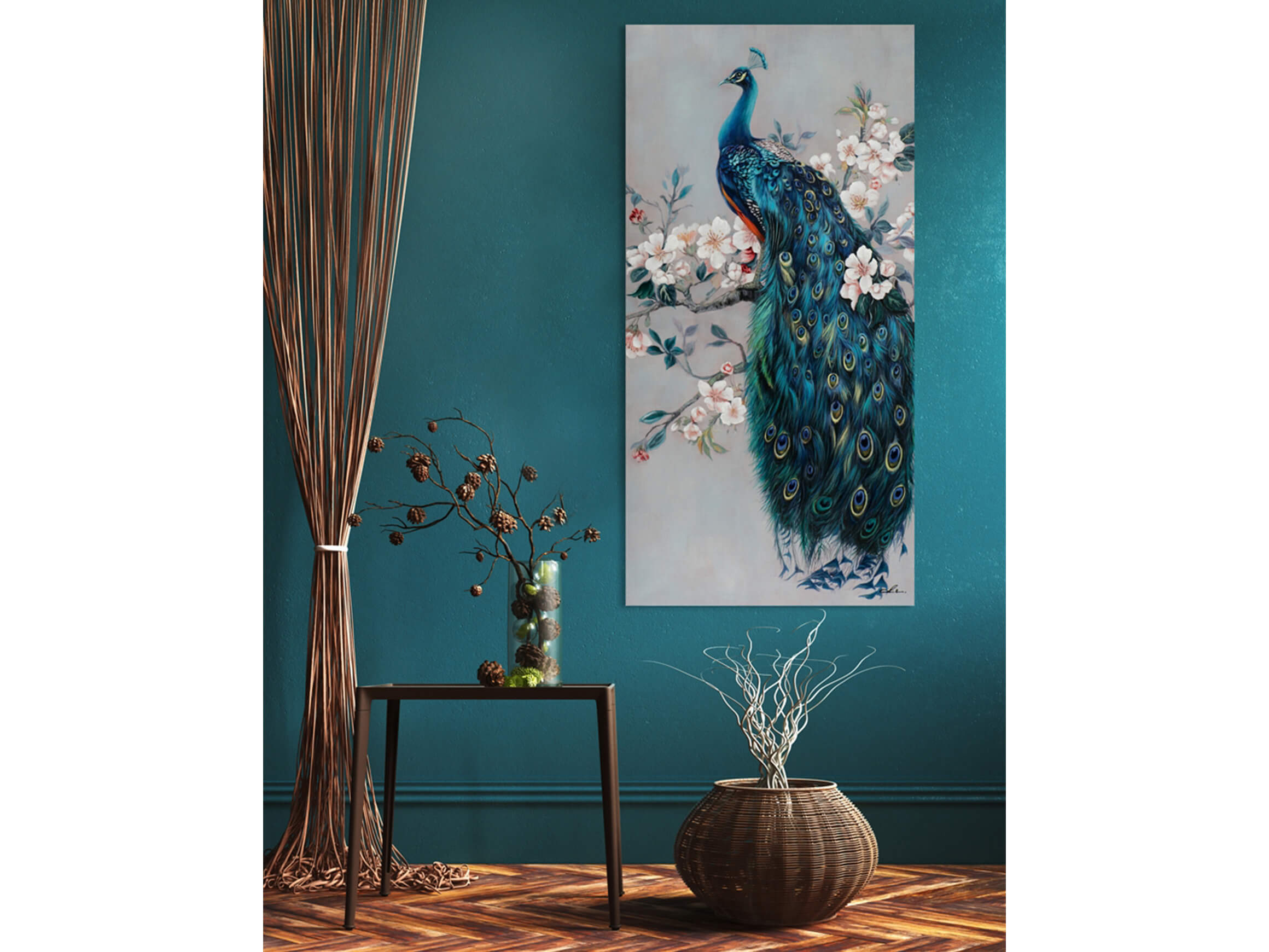 Bild Romantischer Pfau image LAND / Grösse: 140 x 70 cm
